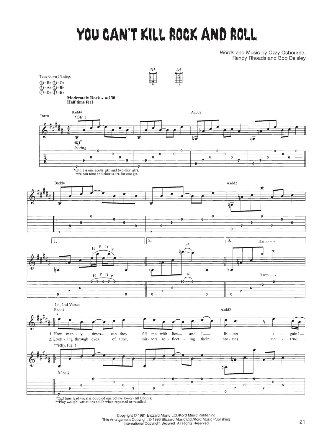 Detalle 2 de Ozzy Osbourne Diary of a Madman Guitar Tablature Songbook for Electric Guitar