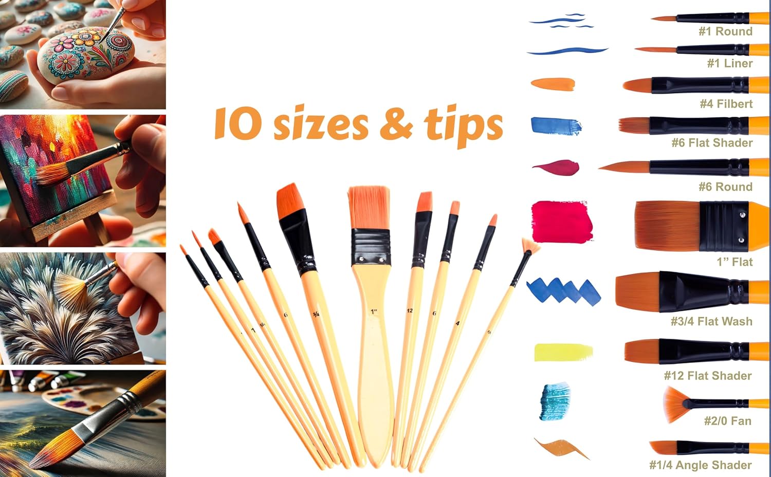 Thumbnail 3 de Exerz Künstler Pinsel Set 10 Stück – Profi-Pinsel 🎨