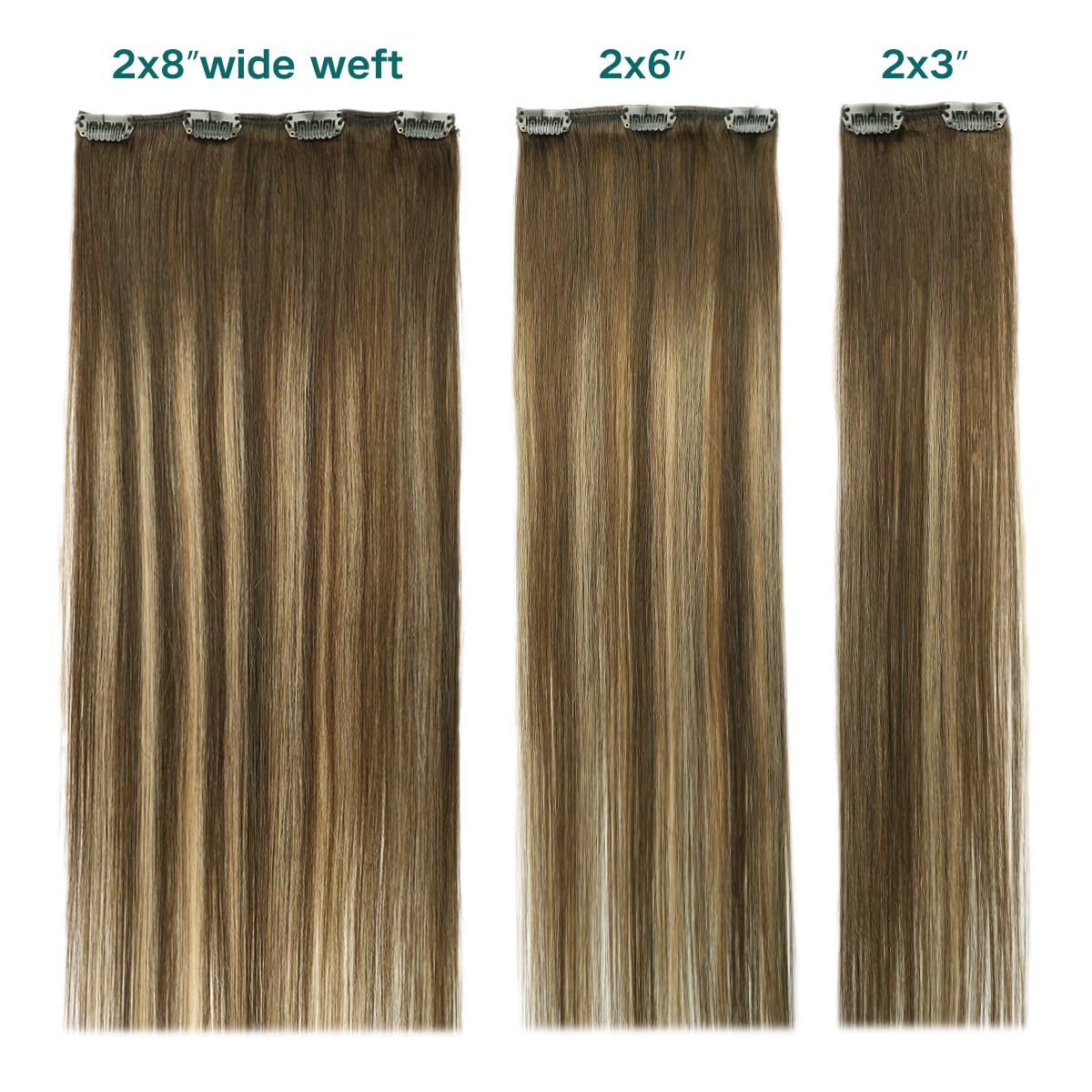 Thumbnail 6 de SURNEL Clip-in Extensions Echthaar Balayage Schokoladenbraun & Karamellbraun – 6er Set, 100 g, 40 cm
