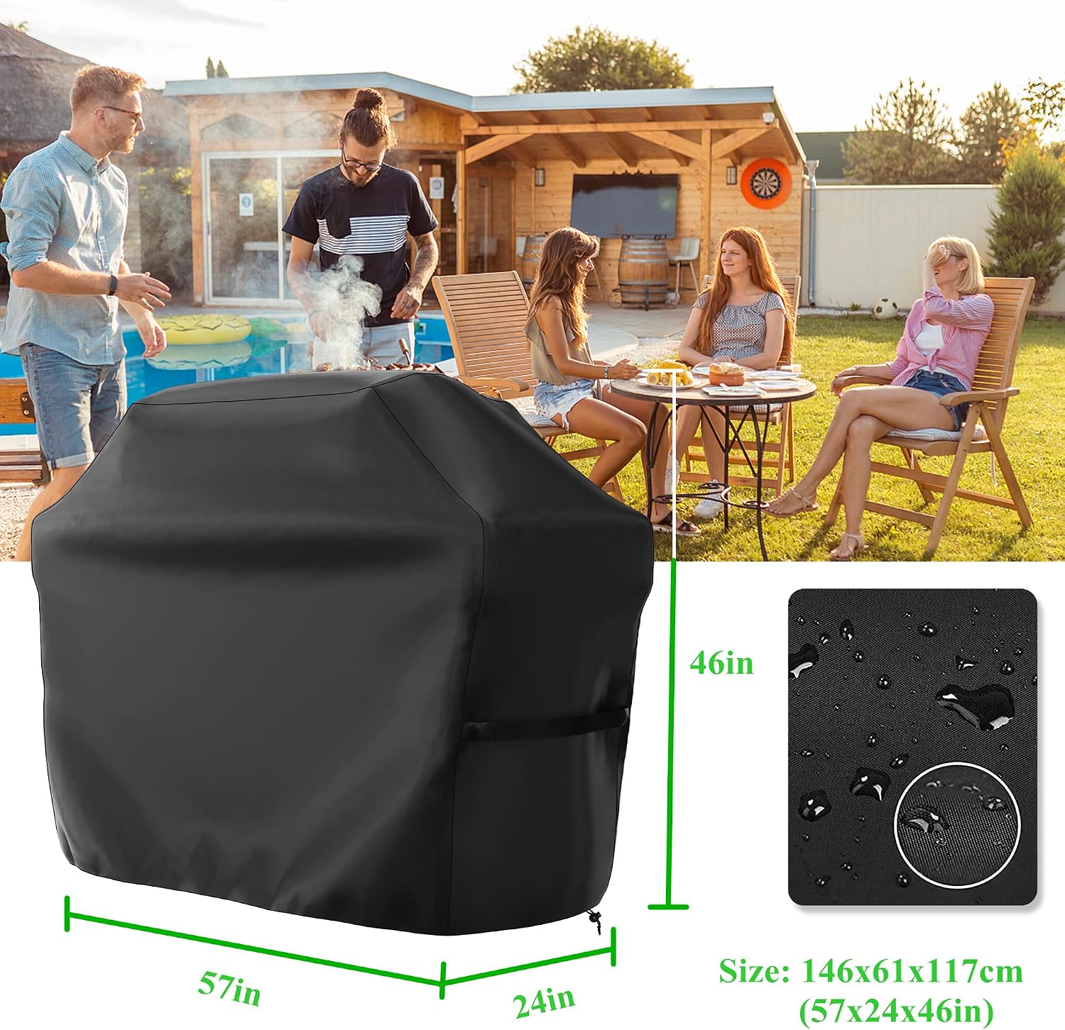 Thumbnail 6 de AZOMKER Barbecue Covers: Weatherproof Gas Grill Cover (145 × 61 × 117 cm) for Everyday Protection