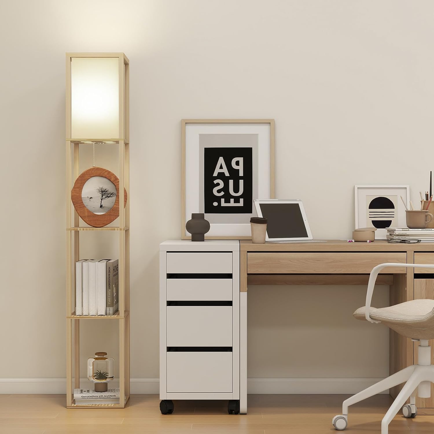 Thumbnail 5 de Fullwatt Stehlampe mit Holzregal 160 cm