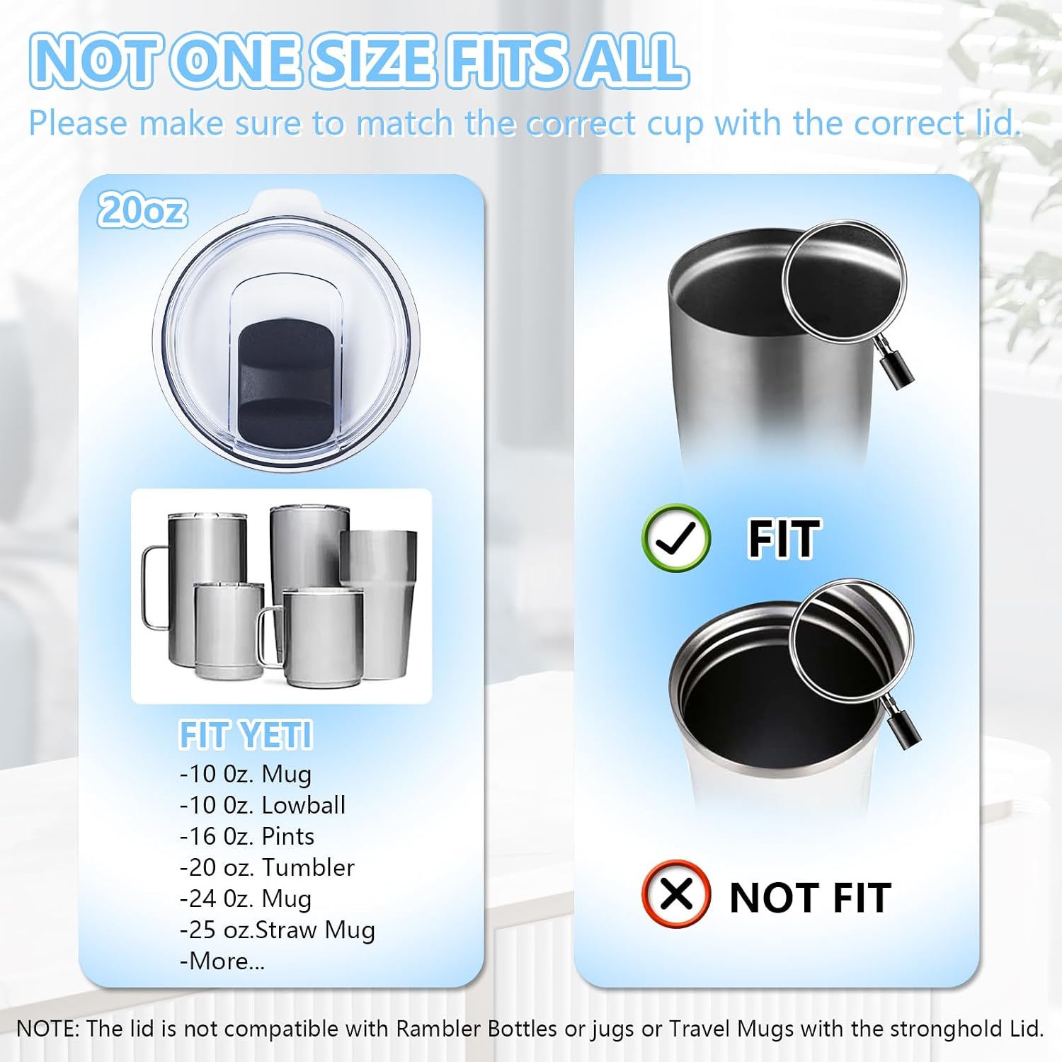 Detalle de Lubise lid27 Magnetic Slider Replacement Lids for 20 oz Tumblers, 3-Pack