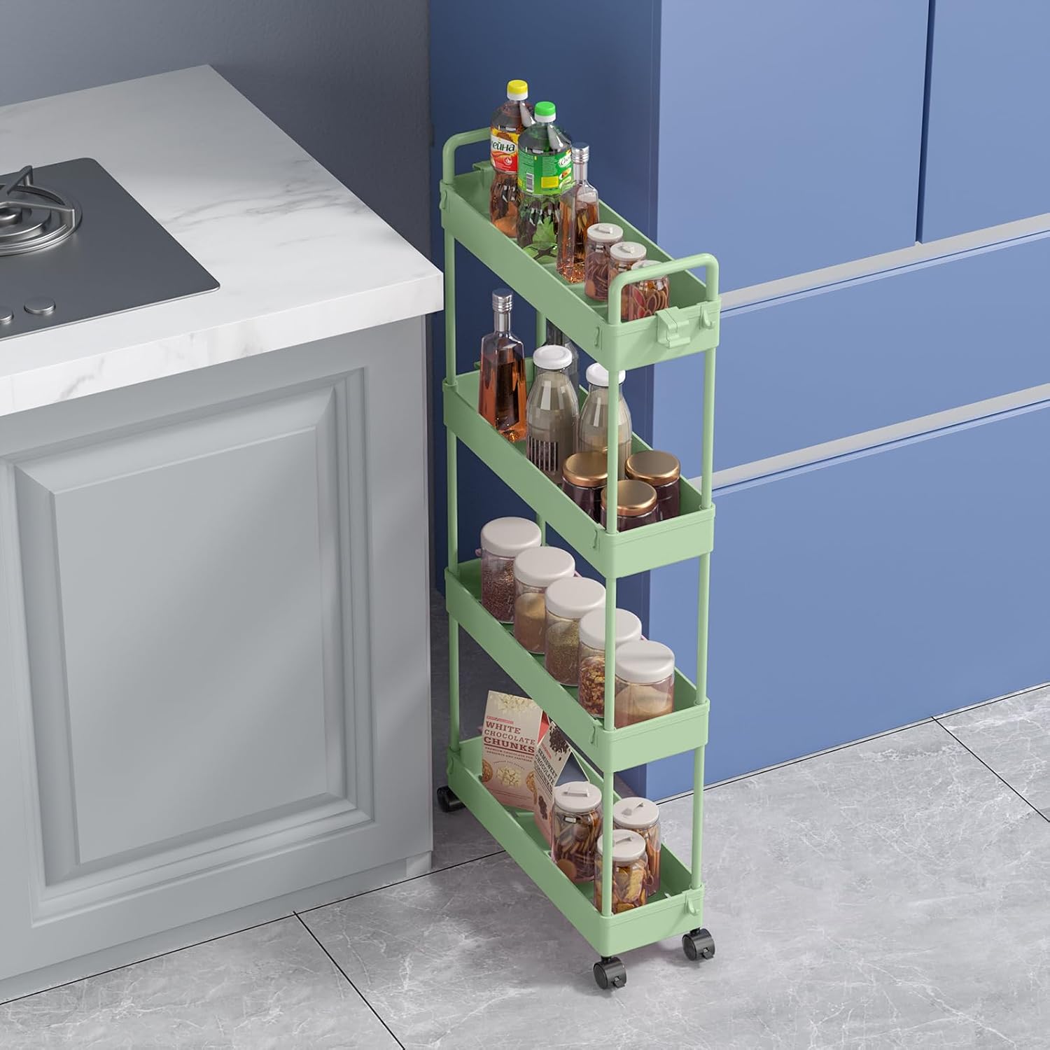 Detalle de SOLEJAZZ 4-Tier Slim Storage Trolley 12x39x92cm
