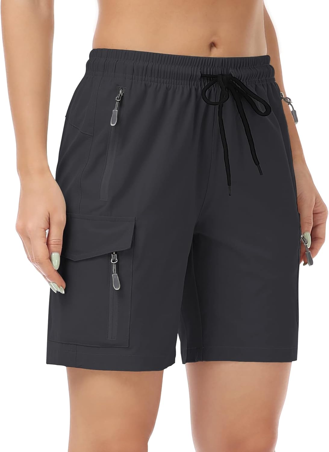 Detalle 2 de GymBrave Pantaloncini Trekking Donna Estivi Leggeri Cargo: asciugatura rapida e tasche utility