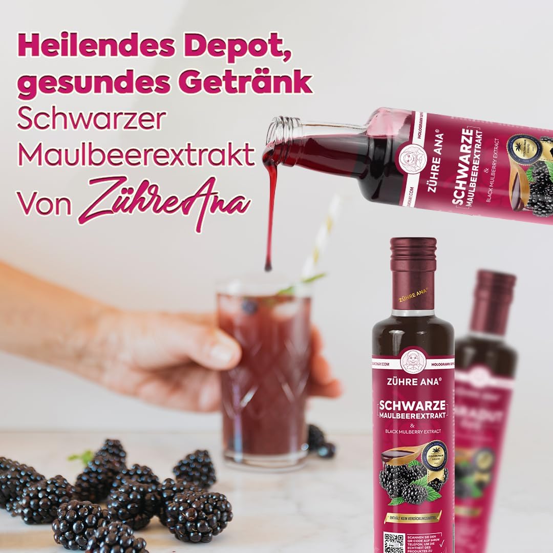 Detalle de Zühre Ana Schwarzer Maulbeer Extrakt – Maulbeersirup mit natürlichem Karadut-Extrakt, vegan