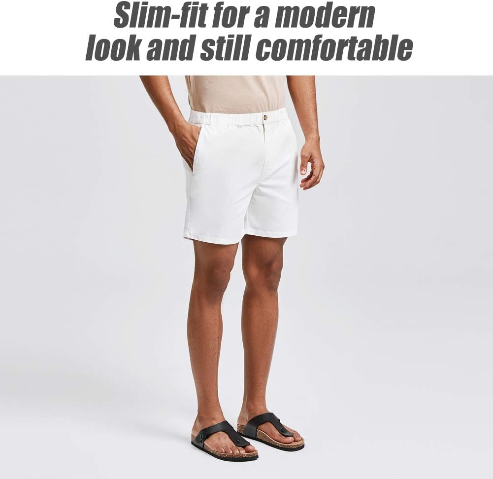 Detalle de Maamgic Men's Classic-fit 5.5" Cotton Casual Shorts with Elastic Waistband