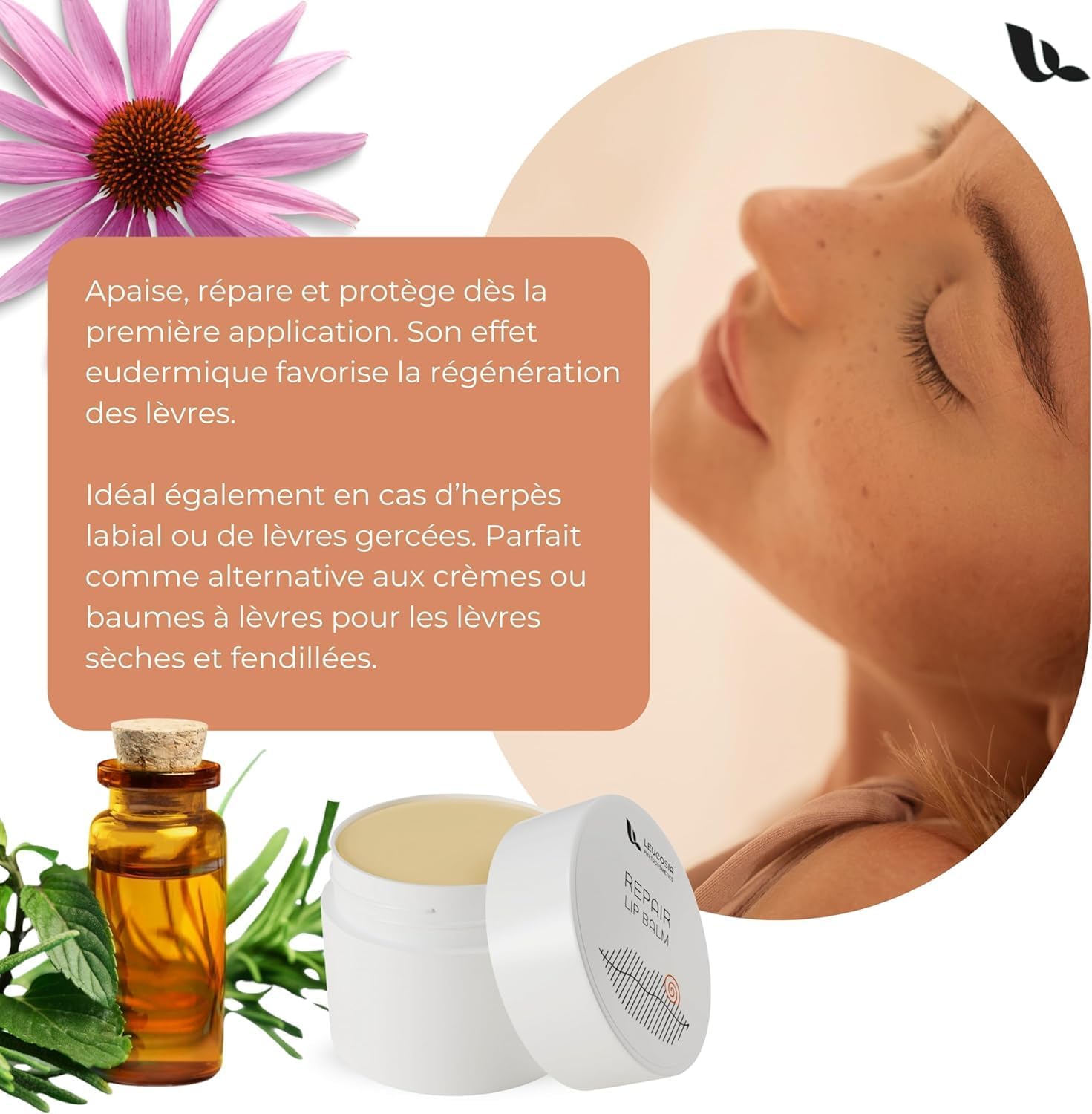 Detalle de Repair Lip Balm 15 ml – Baume à Lèvres Hydratant et Réparateur pour Lèvres Sèches et Sensibilisées