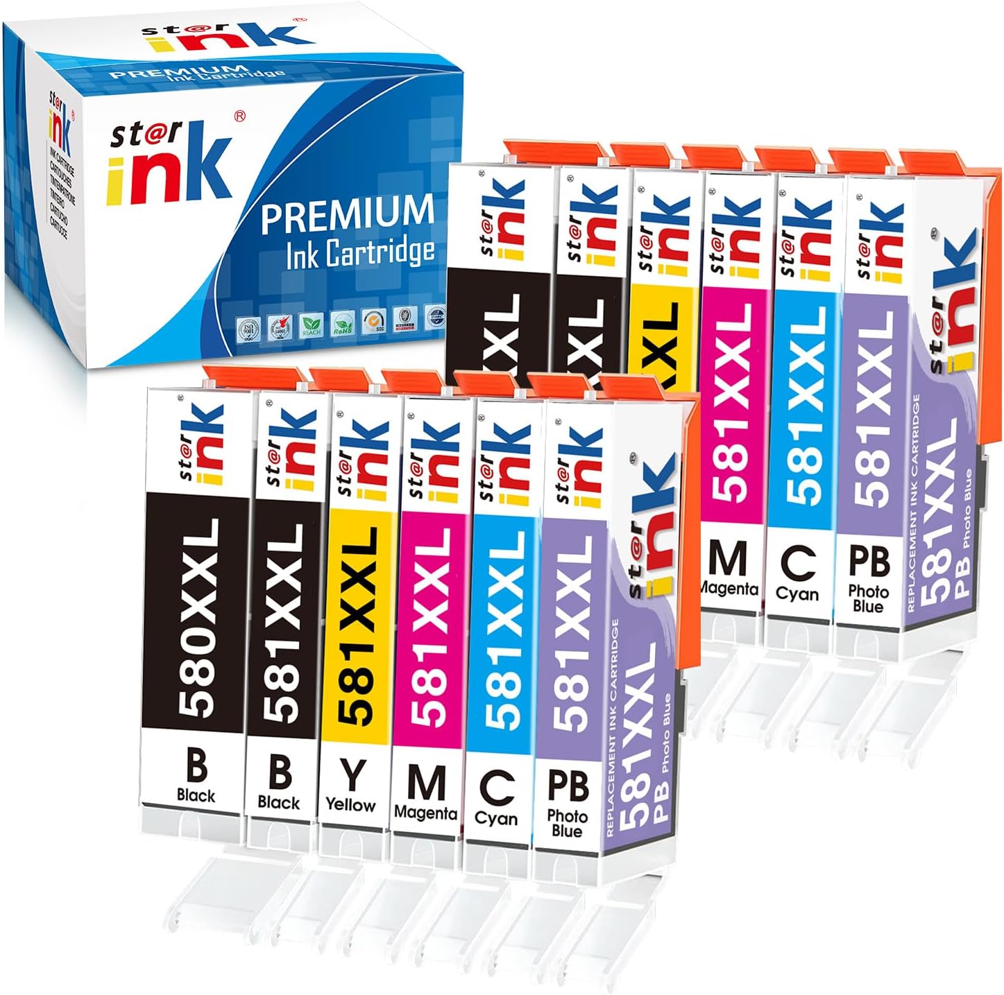 Detalle de starink PGI-580XXL CLI-581XXL 12‑pack ink cartridges 🖨