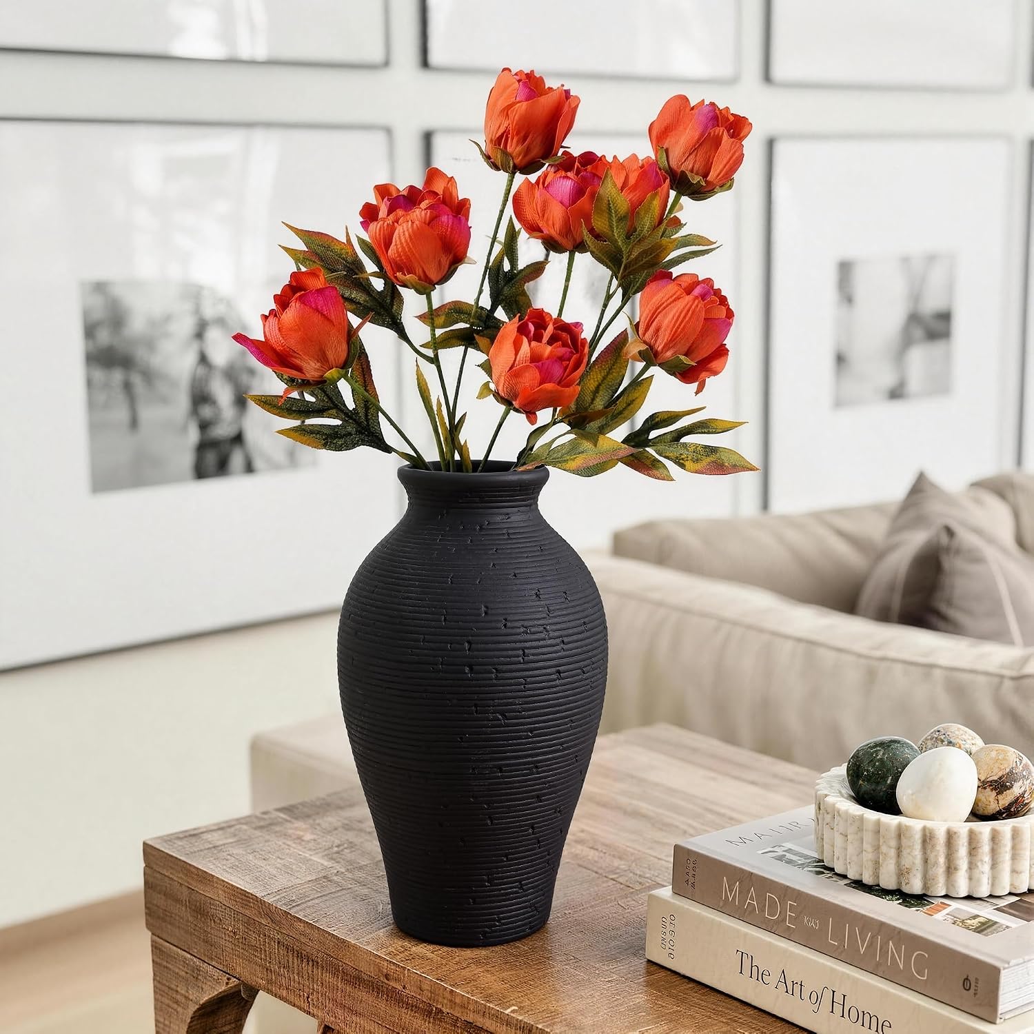 Detalle de Ceramic Flower Vase, 9.65-Inch Tall