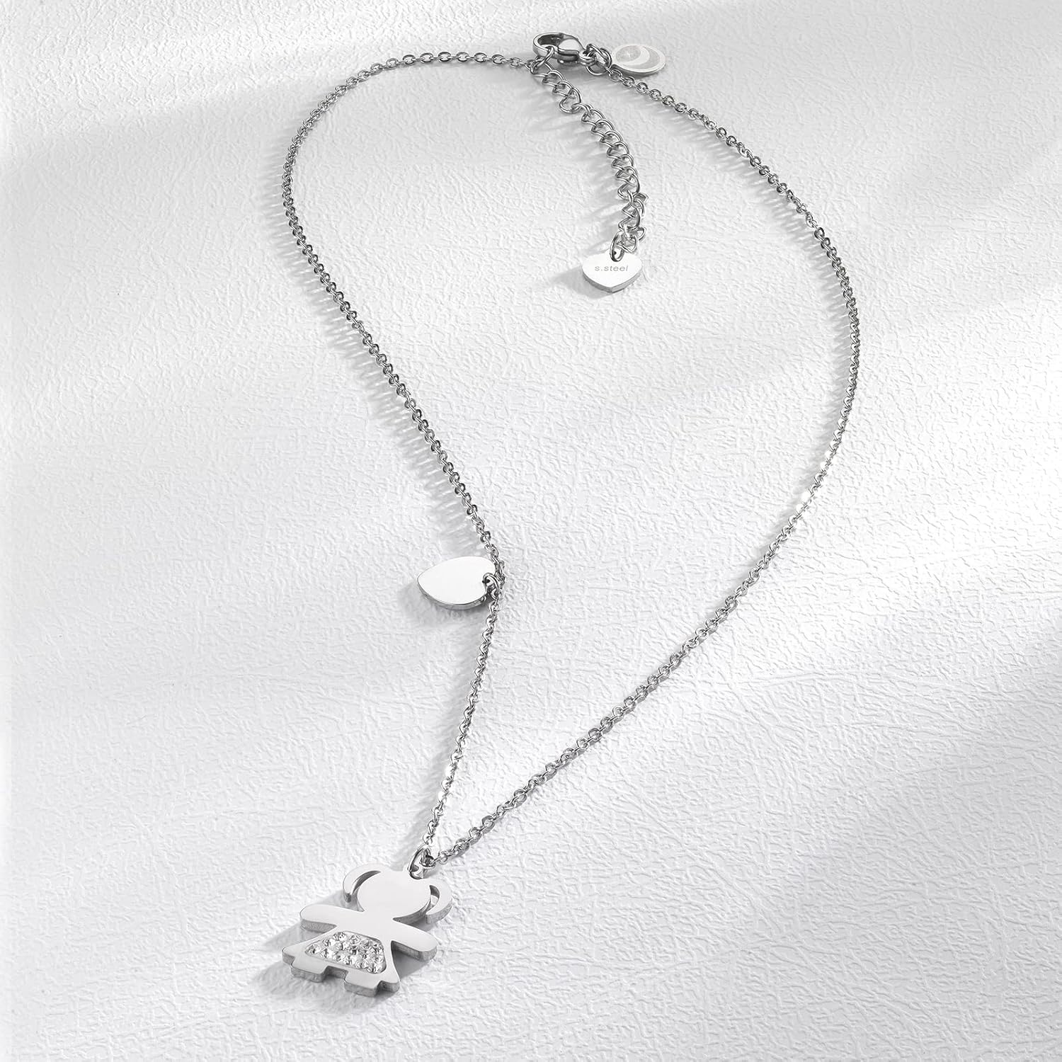 Detalle de inSCINTILLE Collier en Acier Inoxydable avec Pendentif Bébé – Intemporel et ajustable