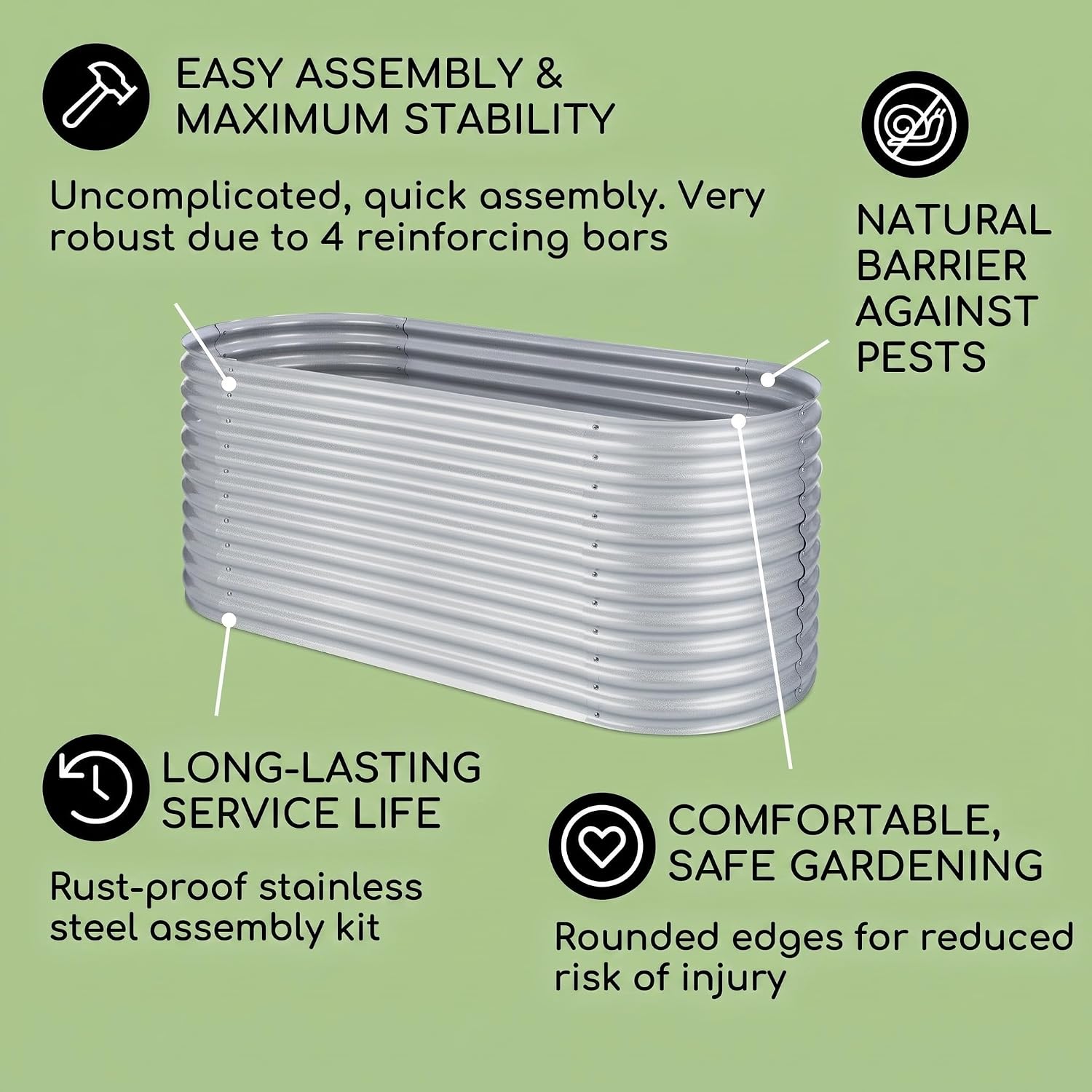Detalle de Blumfeldt High Grow GDMB4-High-Grow-200S Raised Bed, 1257L Steel Planter