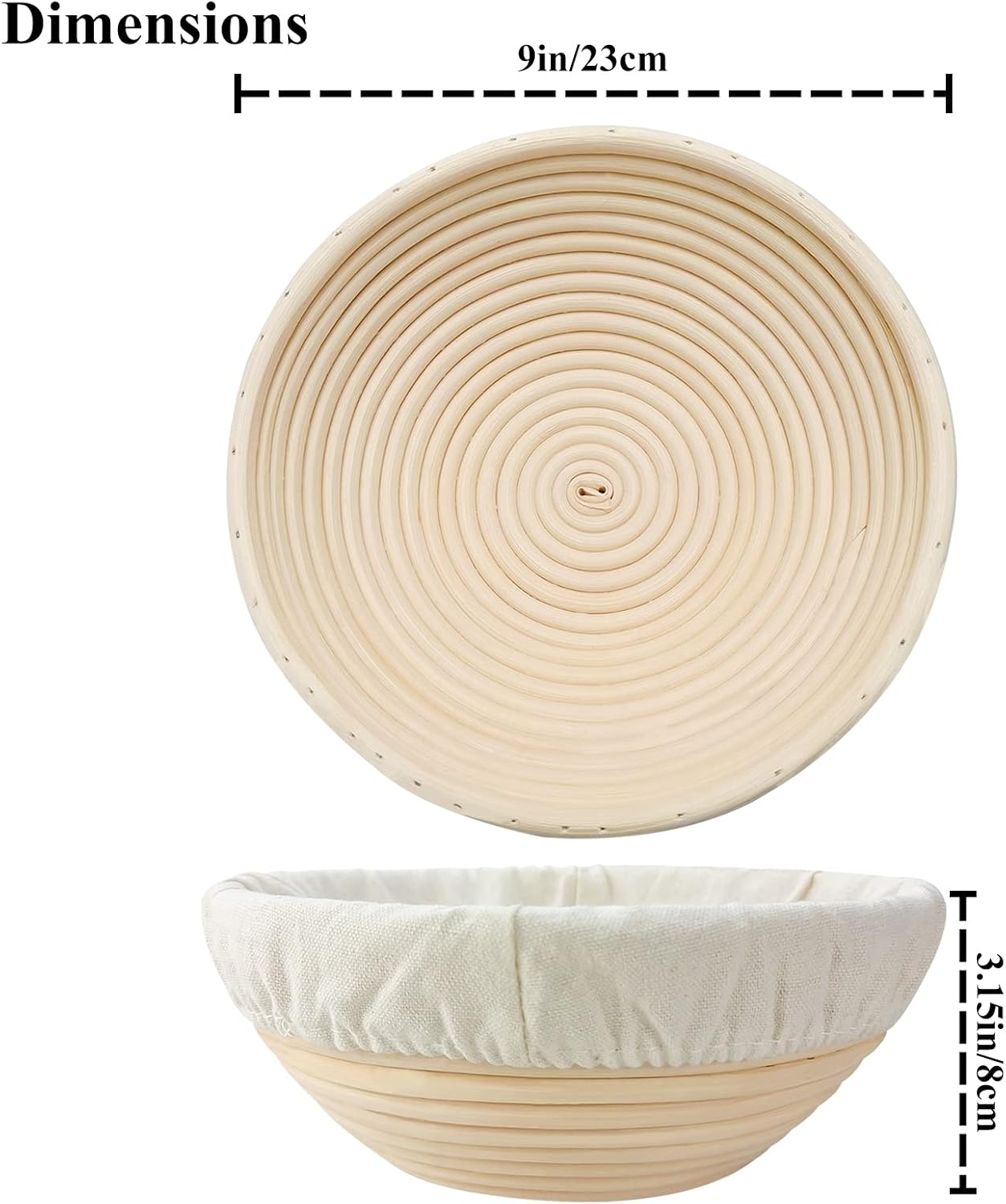 Detalle 2 de SNAILDIGIT Banneton 9 Inch Proofing Basket