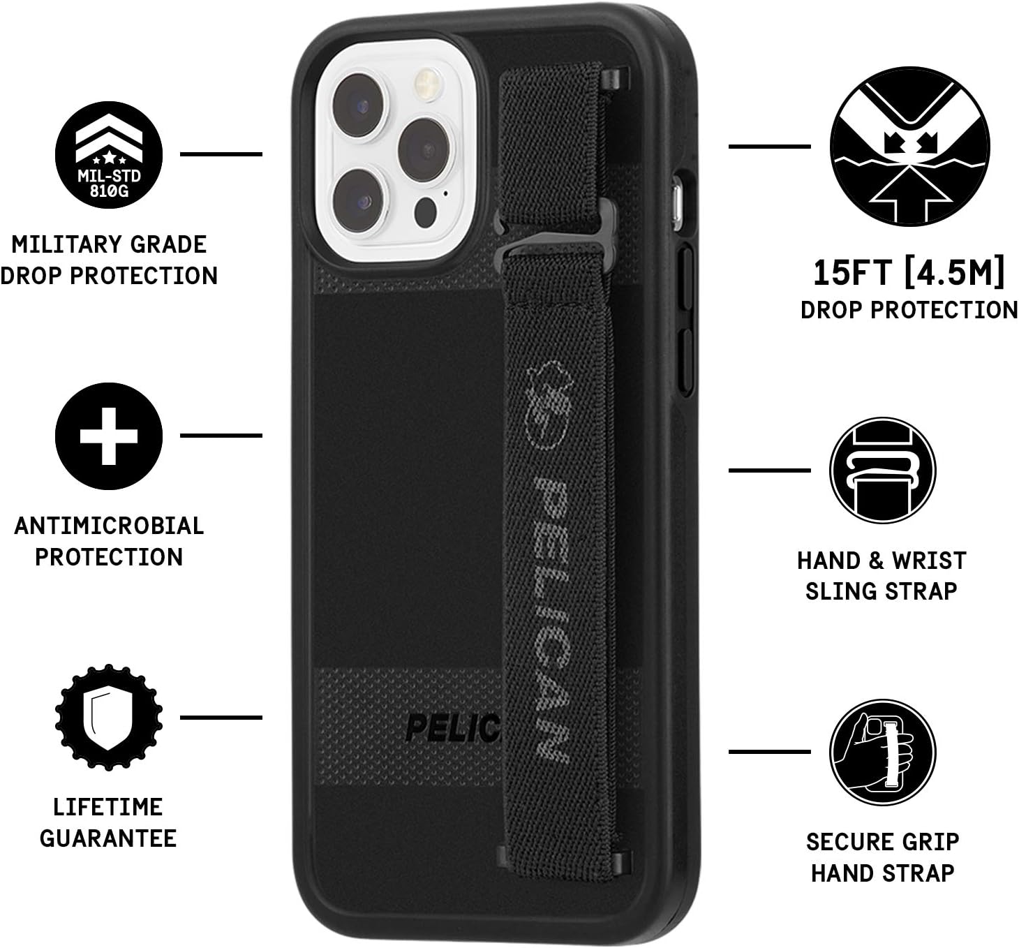 Detalle de Pelican by Case-Mate Protector Sling PP043564 iPhone 12/12 Proケース、4.5m耐衝撃・Micropel抗菌素材
