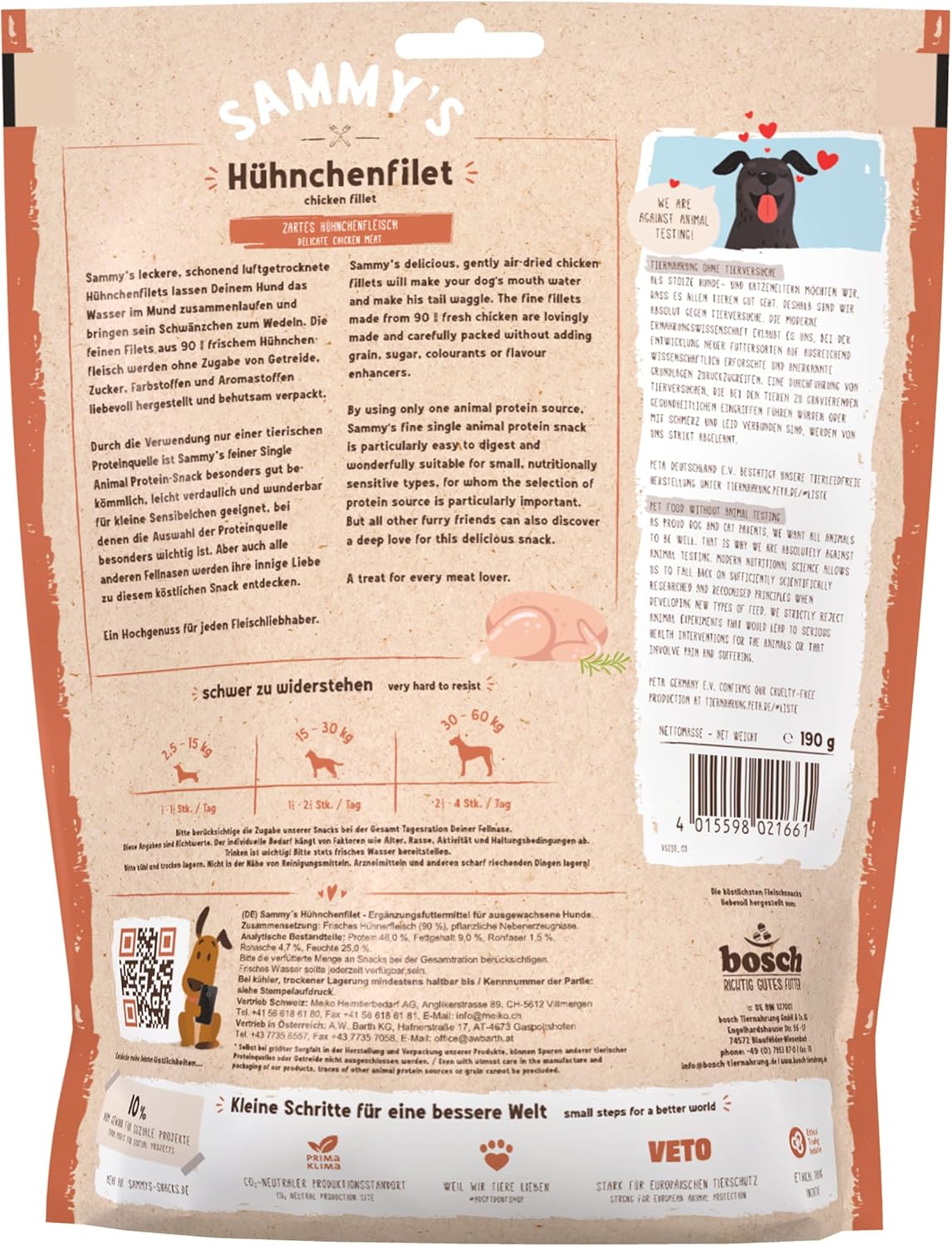 Detalle de Sammy Lot de 6 sachets de Filet de Poulet 190 g — pépite pour gourmets canins à partir de 12 mois