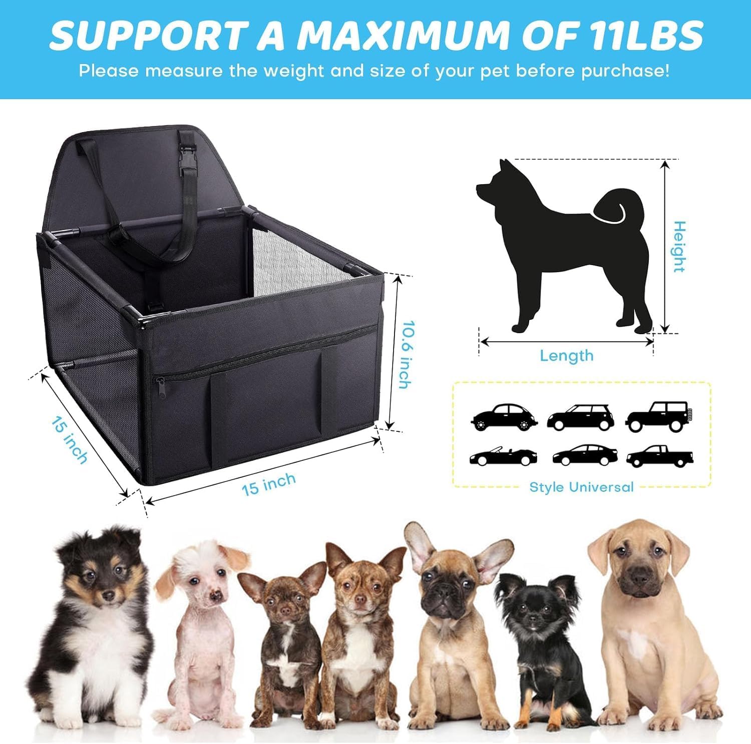 Detalle 2 de Pet Car Booster Seat Travel Carrier Cage for Small Pets 🐶🐱