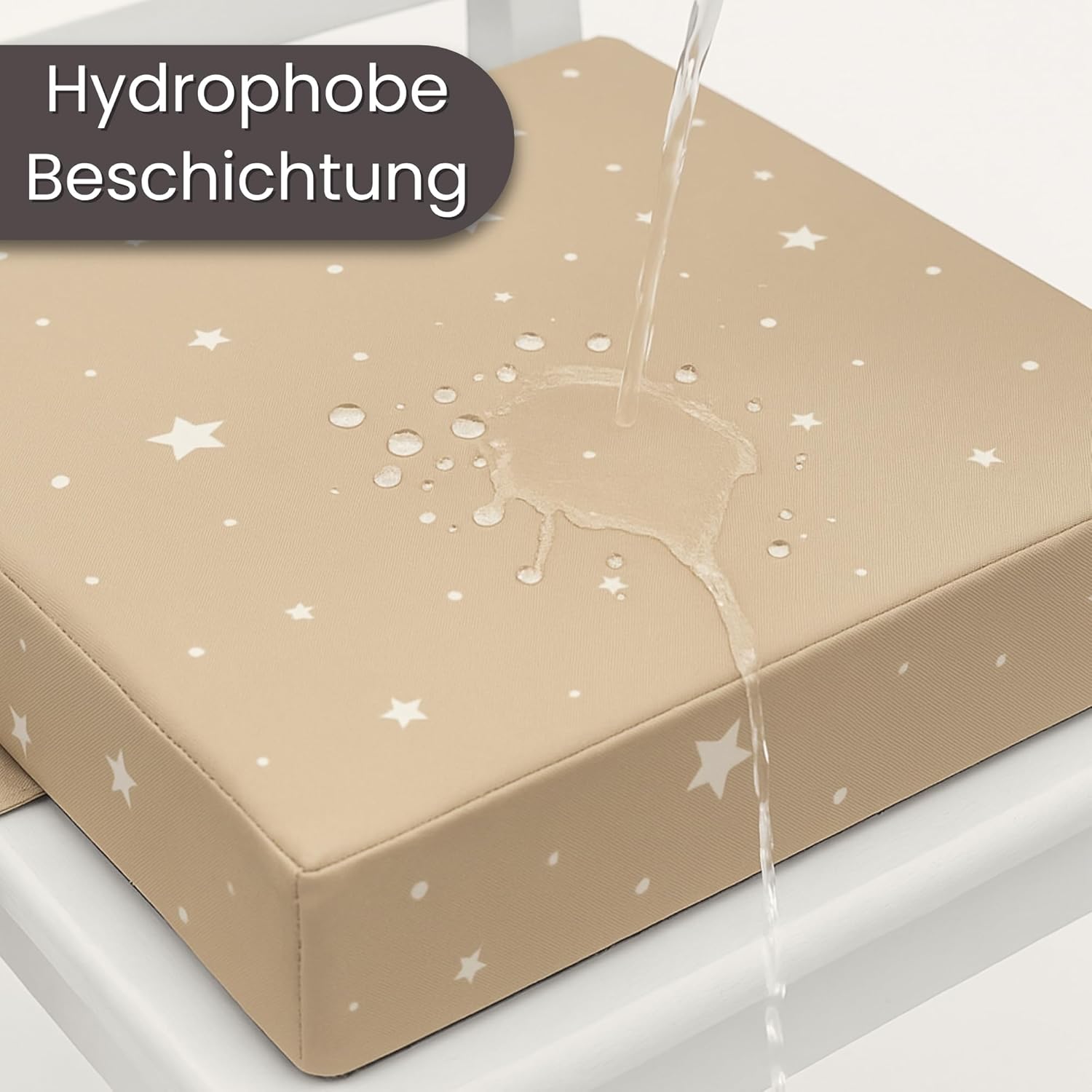 Detalle de Kindersitzerhöhung Stuhlerhöhung – 32x32x8 cm, Sitzkissen für Kleinkind am Esstisch (Sterne & Grau), EU-Herstellung