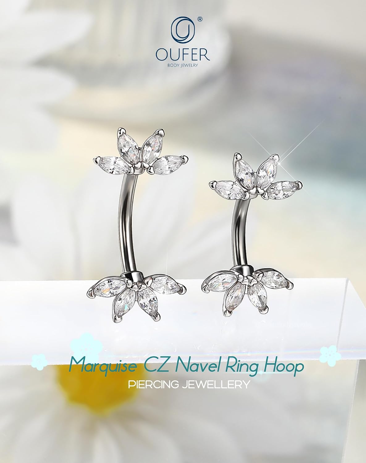 Thumbnail 3 de OUFER 14G Fiore Ombelico Anello oro cz