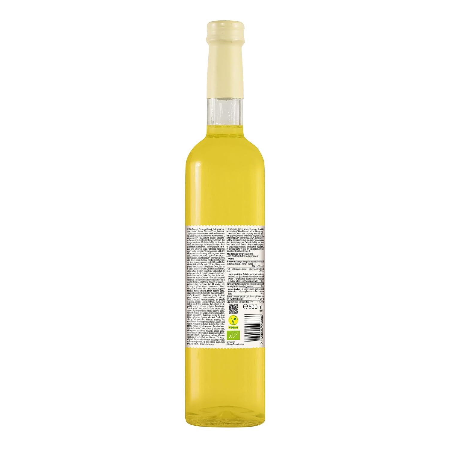 Detalle de Höllinger Bio Cocktailsirup Limoncello (vegan) – alkoholfreier Cocktailmix in 3x50 ml Glasflasche