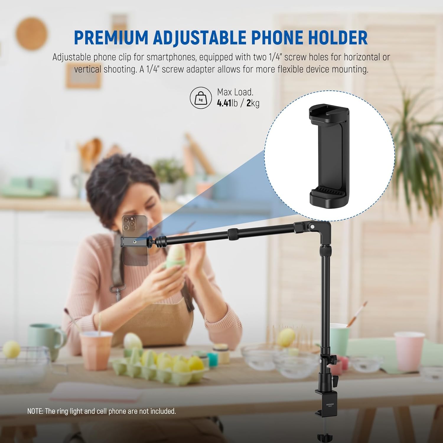 Thumbnail 3 de NEEWER DS023 45.5" Overhead Camera Desk Stand with 4-Section Magic Mic Boom Arm