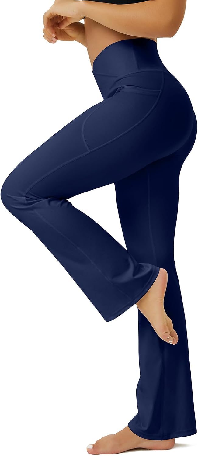Thumbnail 2 de FOHOFO Flare Yoga Pants with Pockets, Crossover Waist and Seamless Front