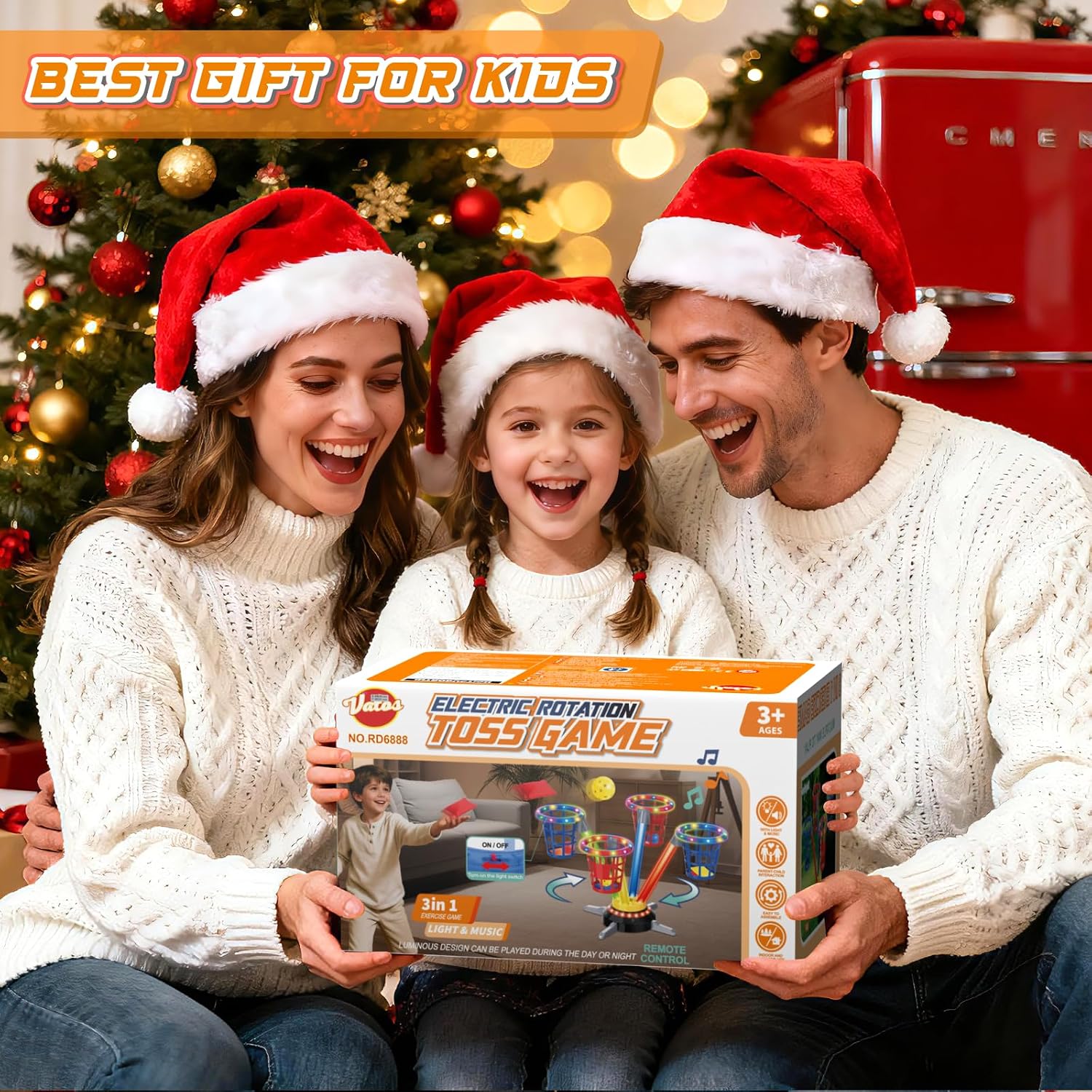 Thumbnail 6 de VATOS 3 in 1 Bean Bag & Ring Toss Game: Electric Spinning Fun for the Whole Family