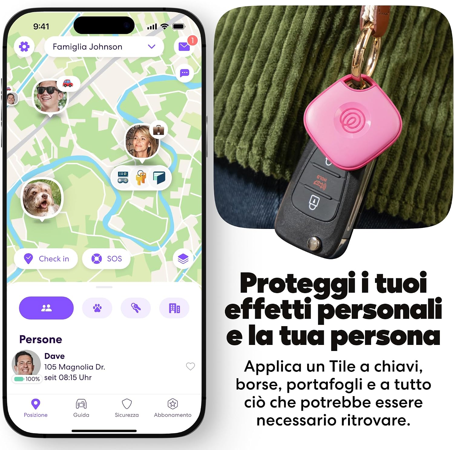 Thumbnail 1 de Life360 Tile - Localizzatore Bluetooth quadri-pack: trova chiavi, borse e oggetti, SOS e integrazione Life360