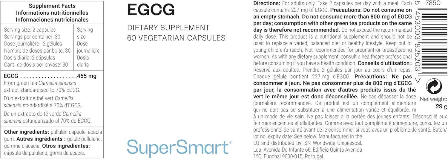 Thumbnail 1 de SUPERSMART EGCG (thé vert) 70% d’EGCg – complément vegan, sans gluten