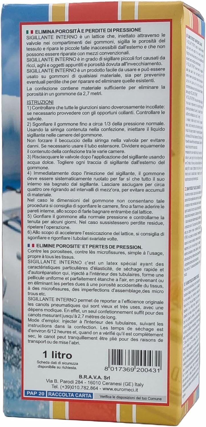 Thumbnail 2 de EUROMECI Sigillante Interno per gommoni, elimina microperdite dalle camere (1.000 ml)