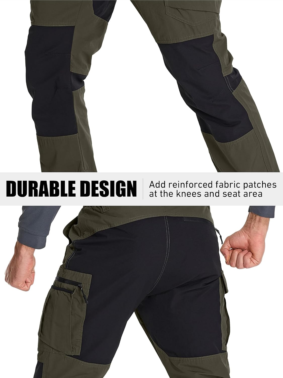 Detalle de Peysuck Men's Waterproof Hiking Trousers: Breathable, Lightweight Tactical Outdoor Cargo Pants
