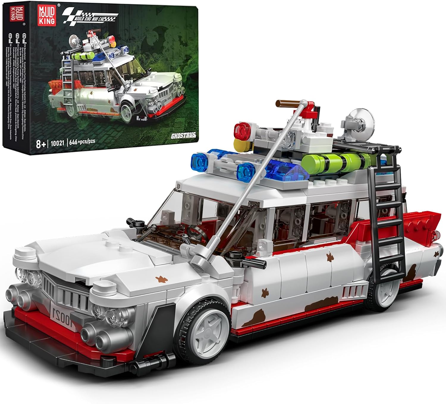 Detalle de Mould King 10021 Technik-Car-Modell: Rennwagen-Sportwagen Bauspielzeug mit 646 Teilen