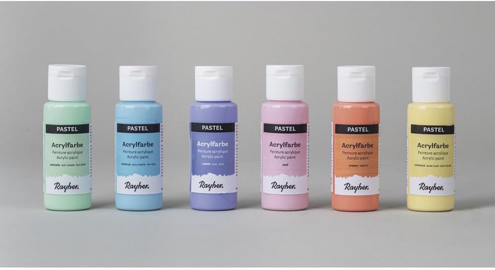 Detalle 2 de Rayher Peintures acryliques kit Pastel – 6 couleurs pastel pâle en flacons de 60 ml