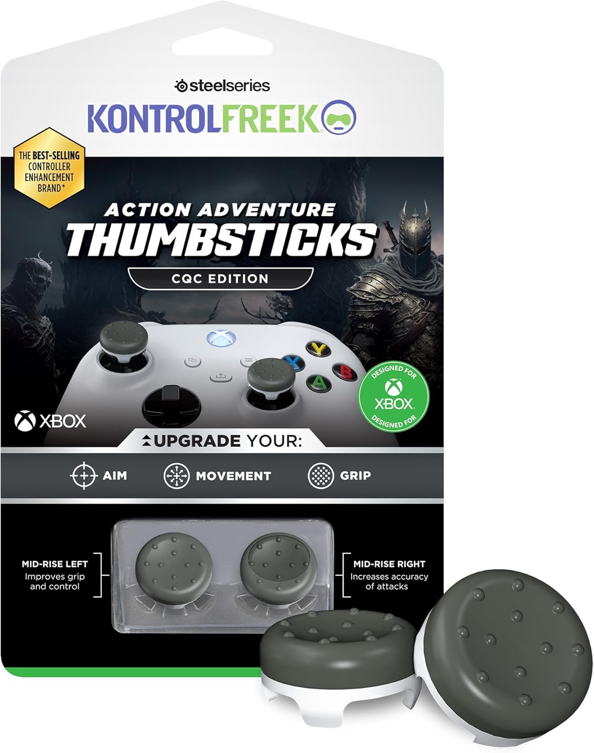 Thumbnail 6 de KontrolFreek CQC Classic Grips Low-Rise pour manette PS5/PS4 (2 capuchons) gris/blanc