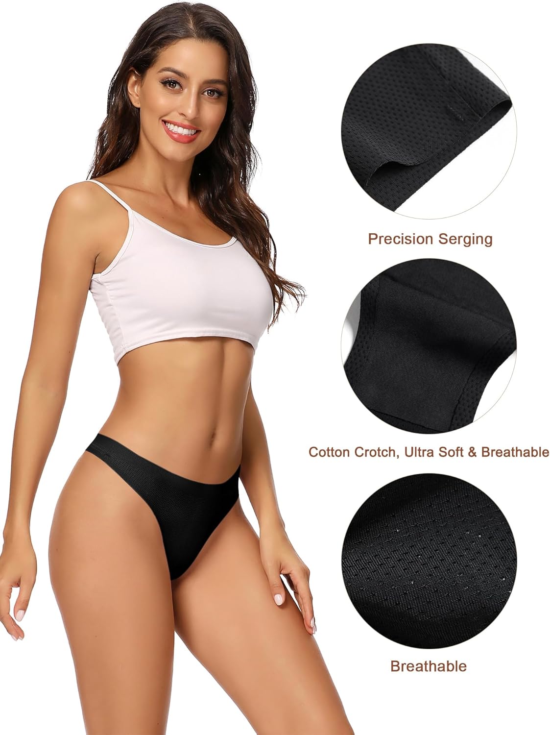 Detalle de VOENXE Slip Donna Senza Cuciture – Mutande microfibra invisibili (Pacco da 5)