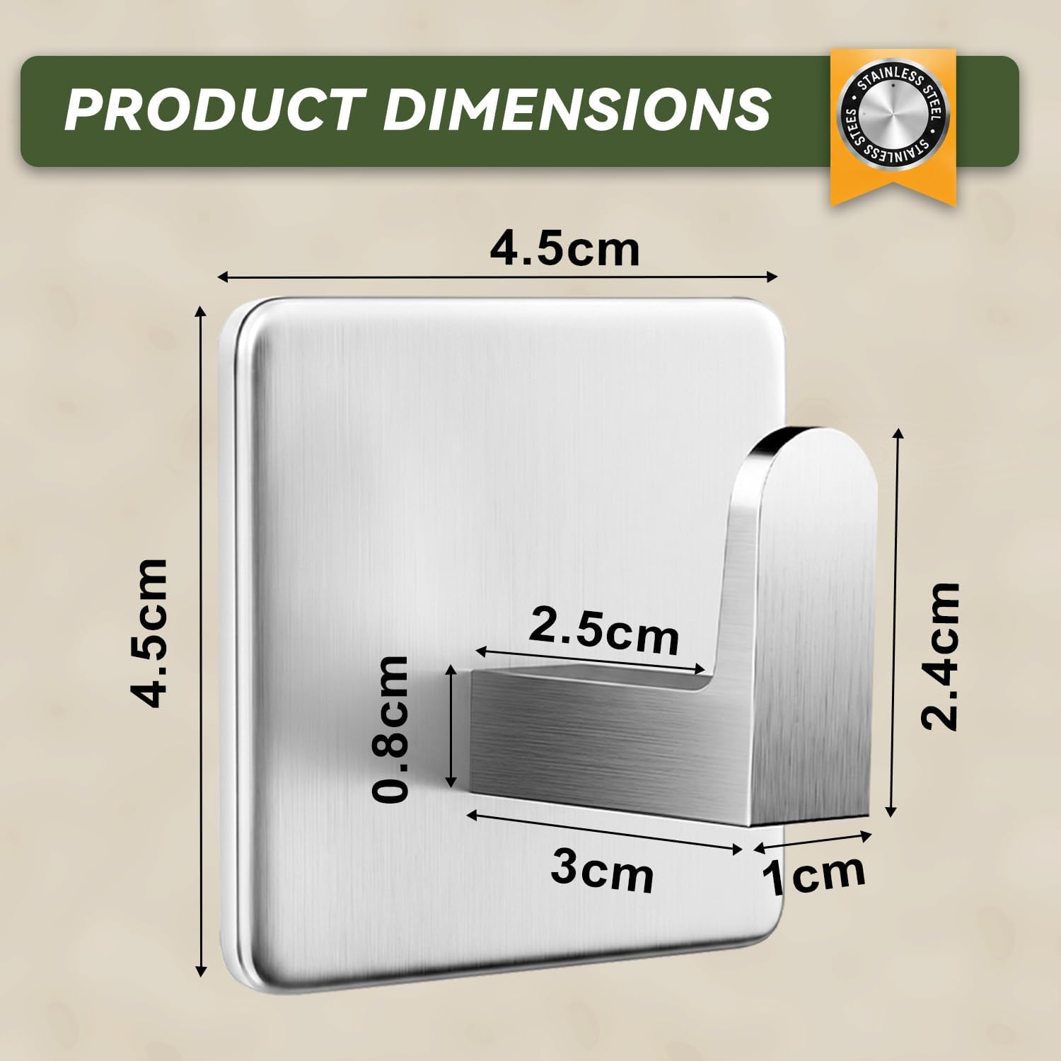 Thumbnail 6 de Auxmir 6 Pack Self-Adhesive Hooks: Heavy-Duty Stainless Steel with 12kg Load