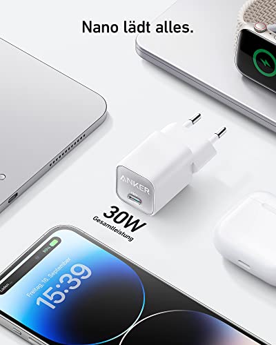 Detalle de Anker 511 GaN 30W USB-C Ladegerät – kompakt, sicher und schnell laden