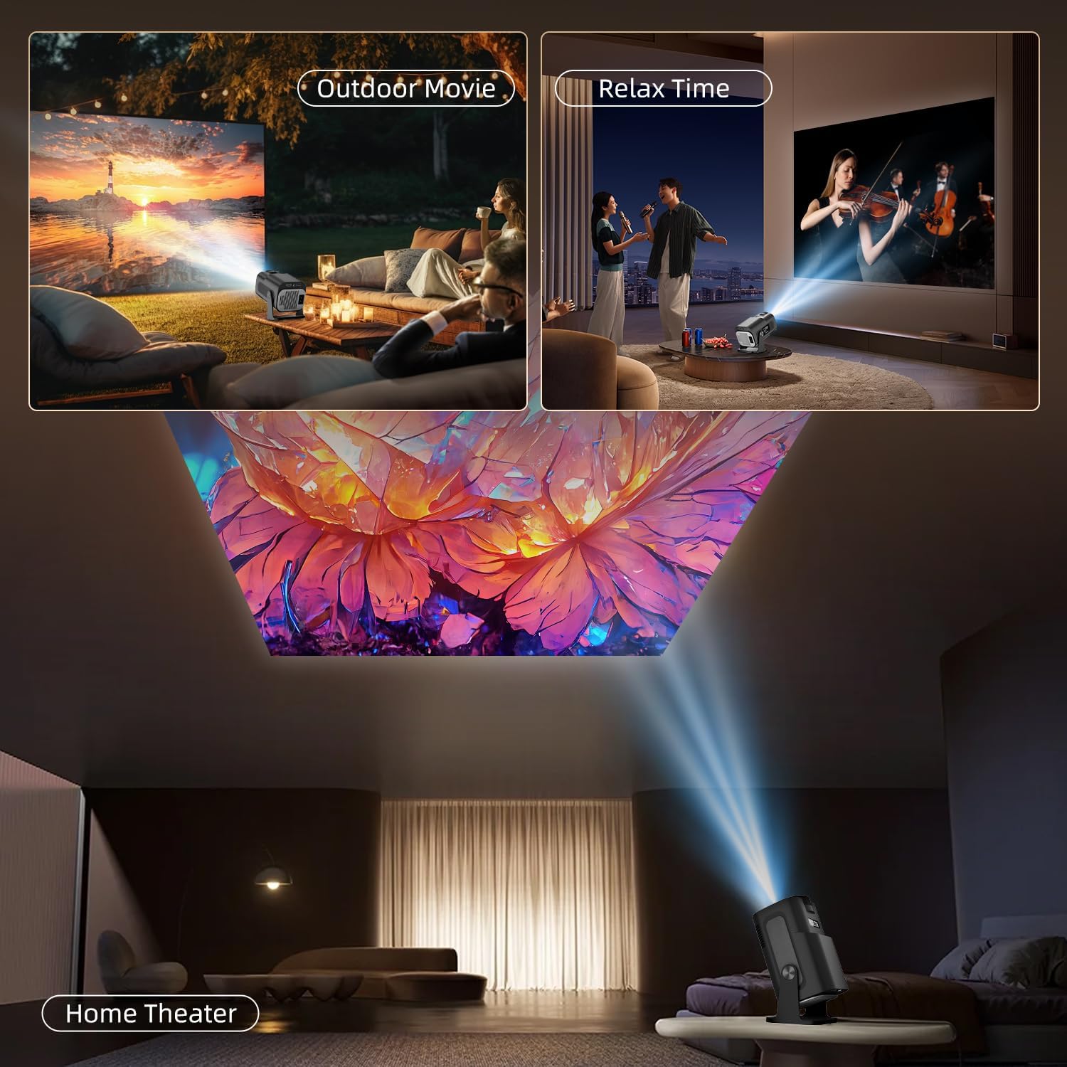 Thumbnail 6 de ZDSSY Mini Projector 4K Support, Android 14 & Wi‑Fi 6: A Portable Bedroom Cinema with Built‑in Apps