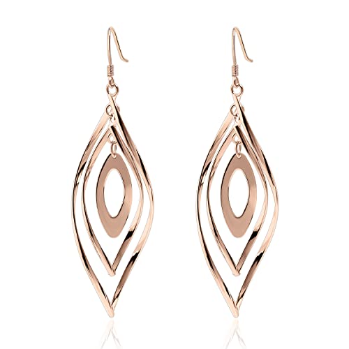 Detalle de Meissa Orecchini pendenti geometrici 925 Oro rosa – Gioielli ipoallergenici per donna