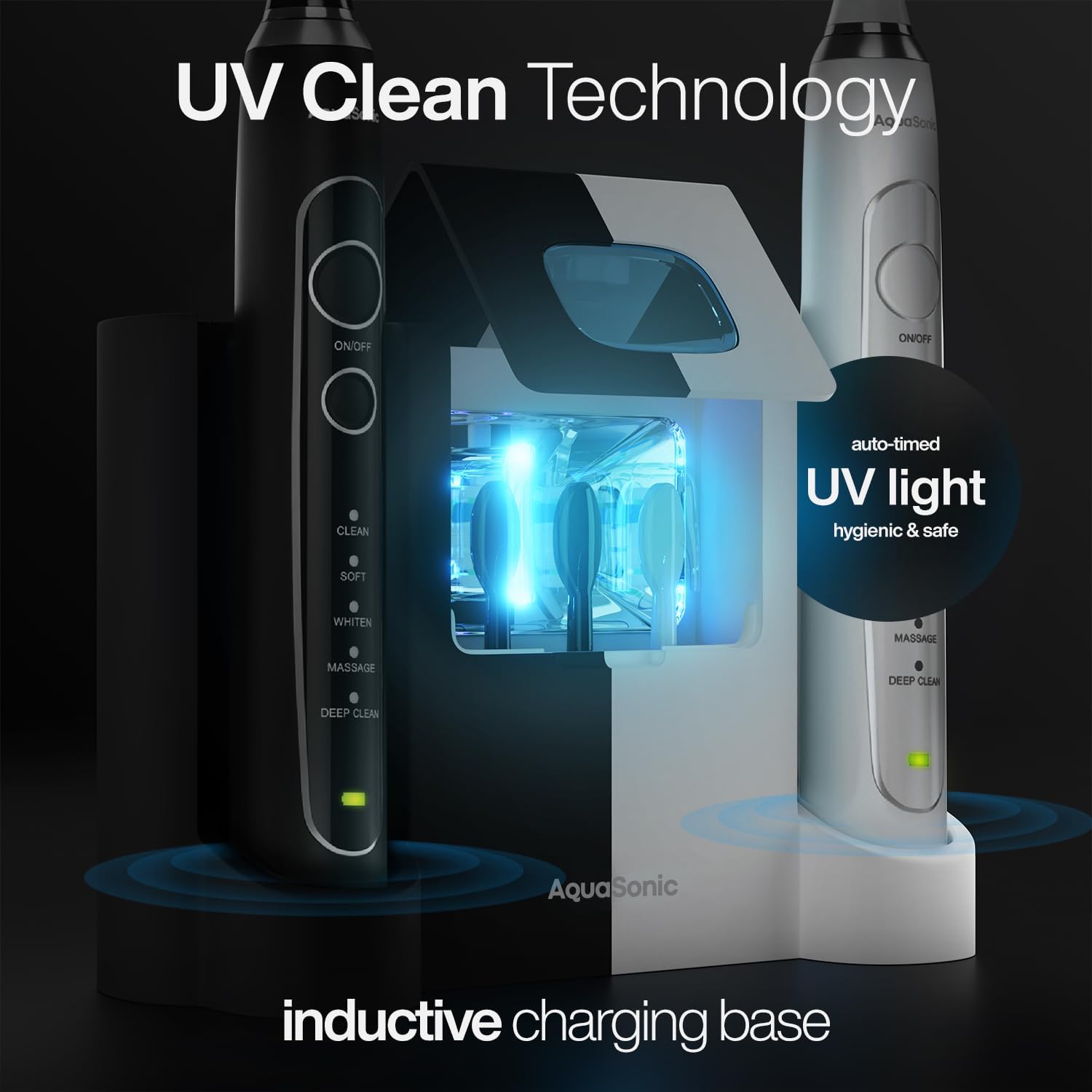Thumbnail 2 de Aquasonic Duo PRO Ultra Whitening 50,000 VPM Electric Toothbrush with UV Sanitising and Dual Charging Base