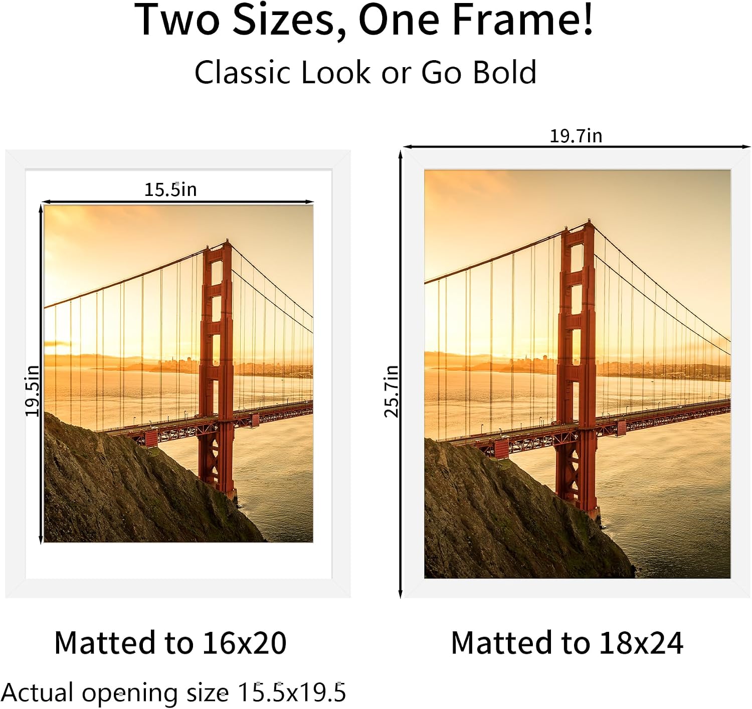 Detalle de YESKAY 18x24 Picture Frame White Set of 3