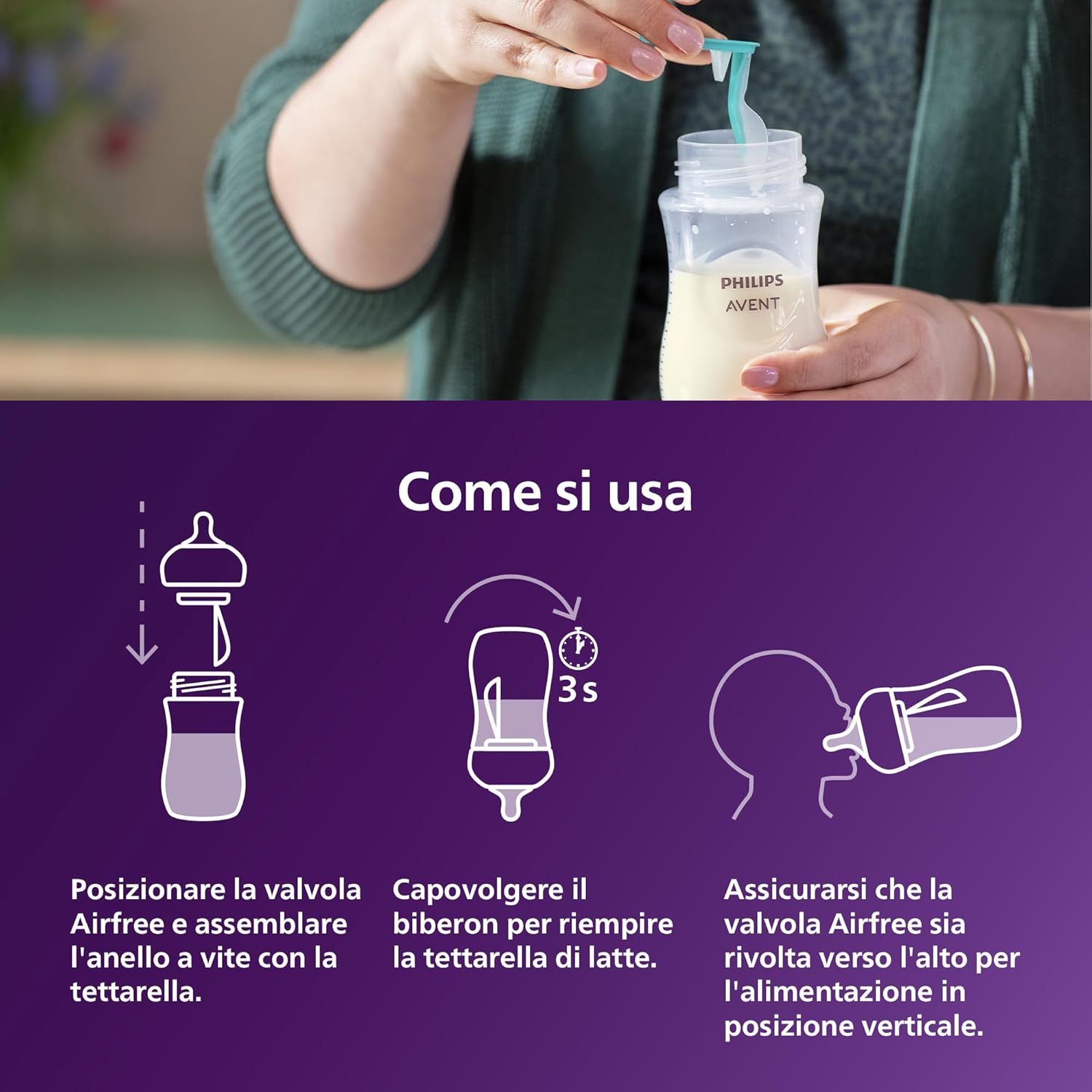 Thumbnail 6 de Philips Avent Natural Response SCY670/02: 2 biberon da 125 ml con Airfree, senza BPA