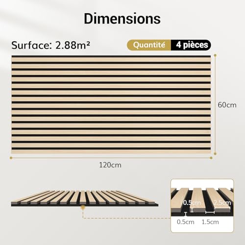 Detalle de TONOR panneaux muraux décoratifs en bois 120 x 60 cm