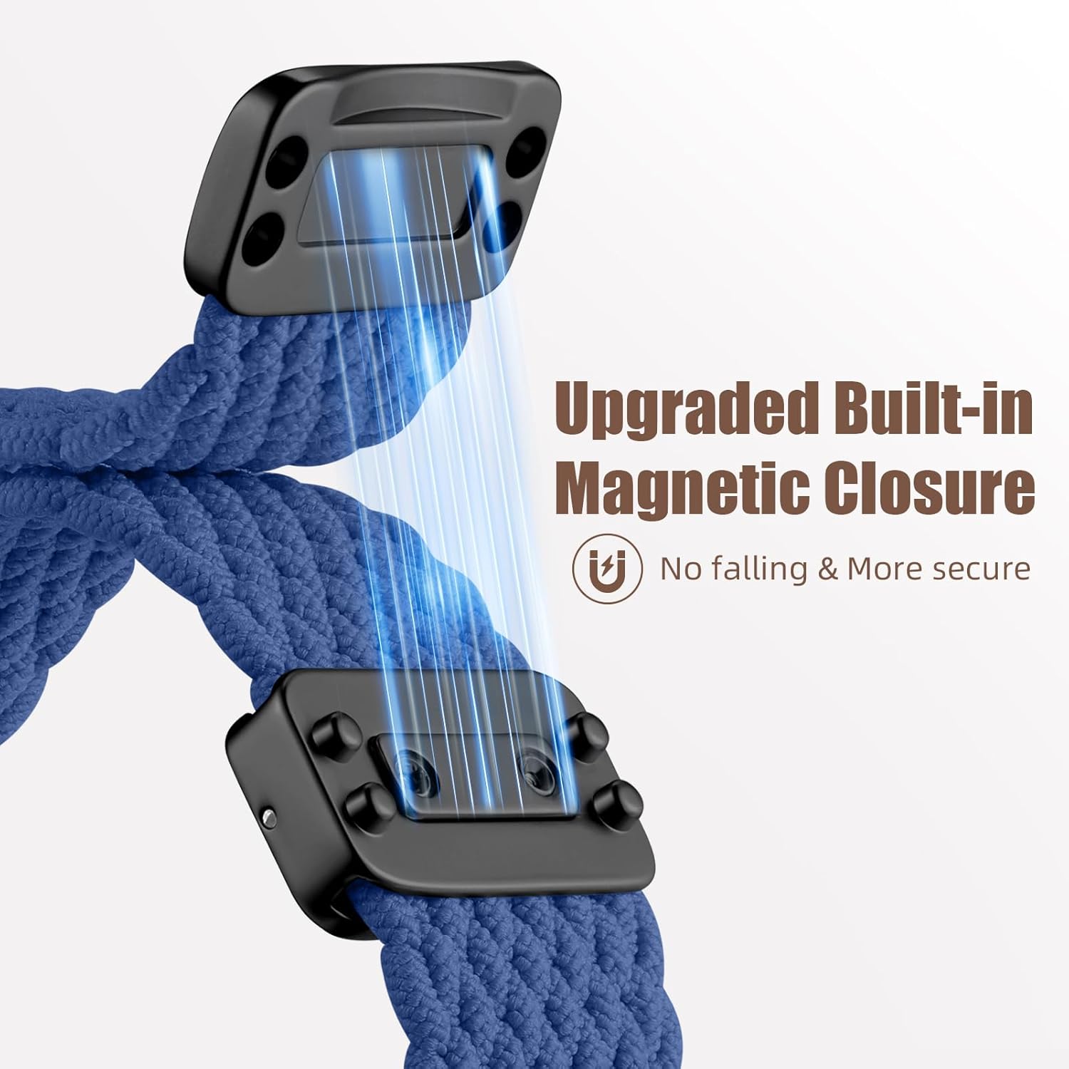 Detalle de Oielai braided nylon strap with adjustable magnetic clasp for Apple Watch (40mm/41mm/42mm/44mm/45mm/46mm/49mm)