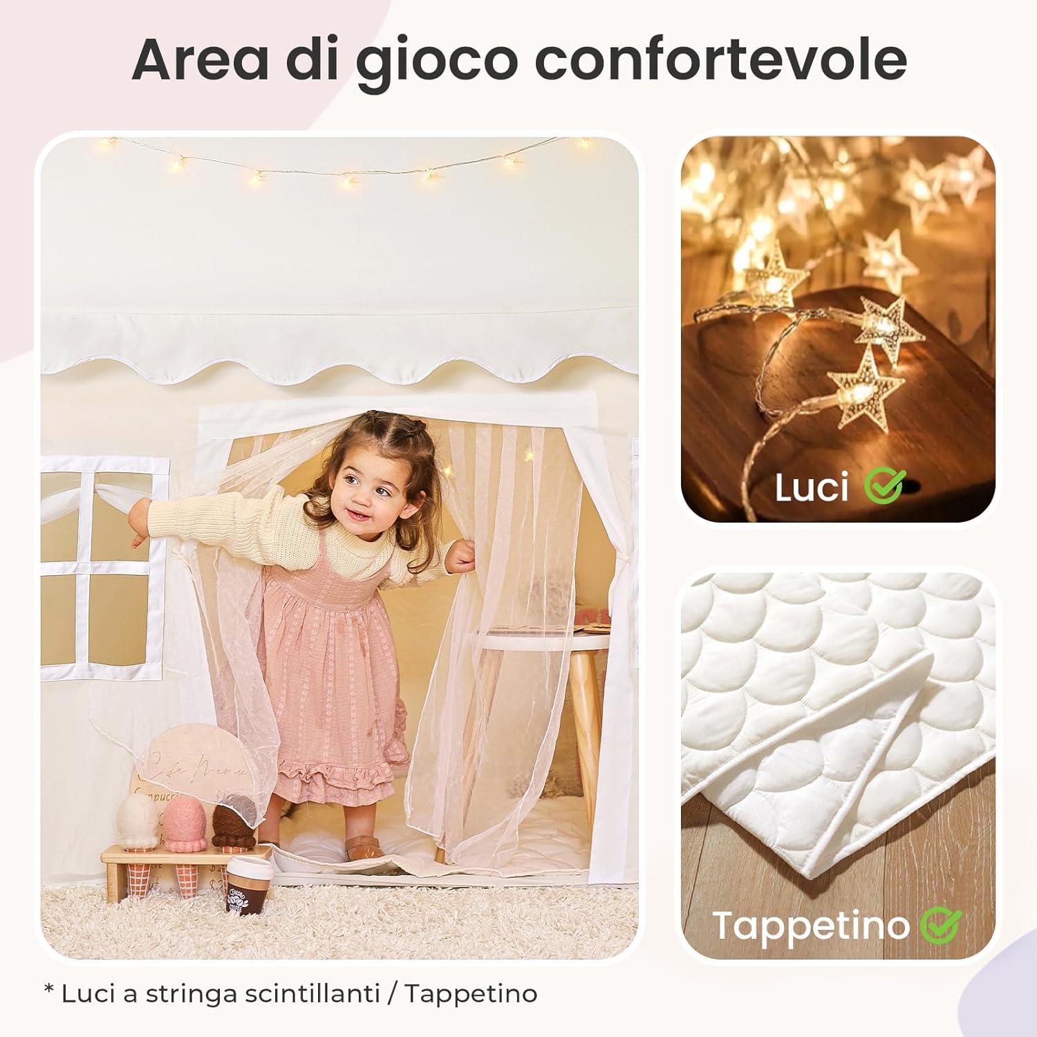 Detalle 2 de Tiny Land Tenda da Gioco 133×90×136 cm 🏕