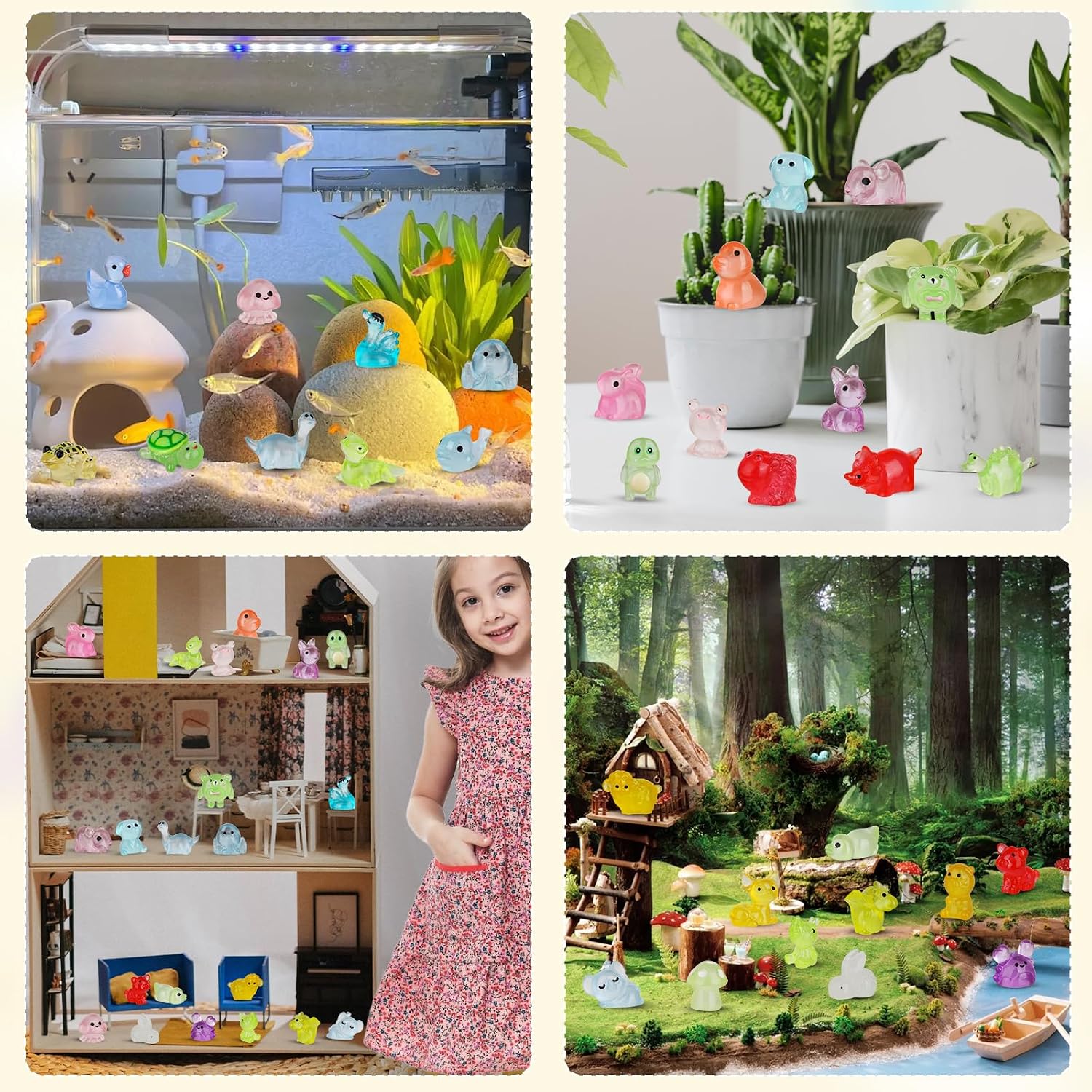 Thumbnail 6 de Junware 130-Piece Mini Resin Animal Figures, Glow-in-the-Dark