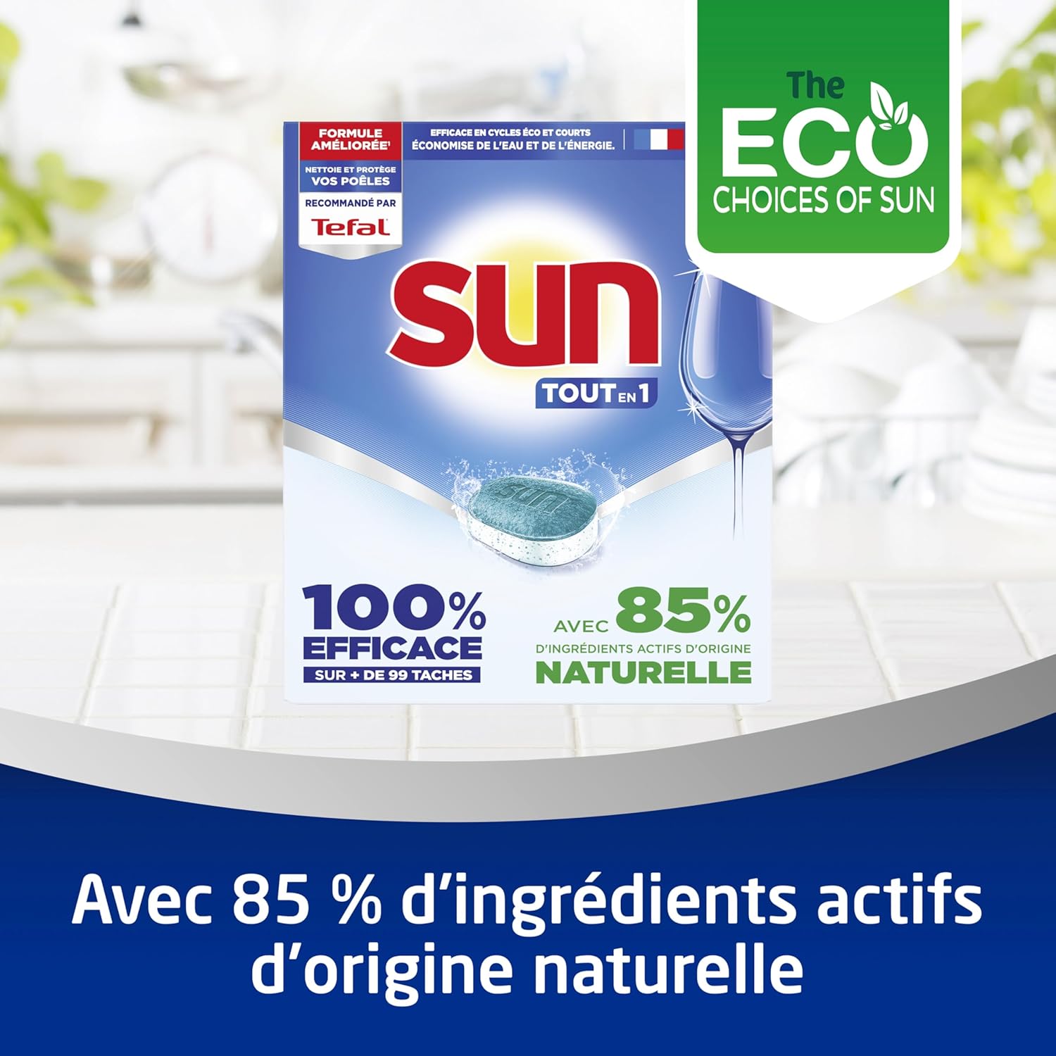 Thumbnail 3 de SUN – Pastilles lave-vaisselle Tout en 1 Regular, 86 tablettes, 85% d'ingrédients d'origine naturelle, fabriqué en France