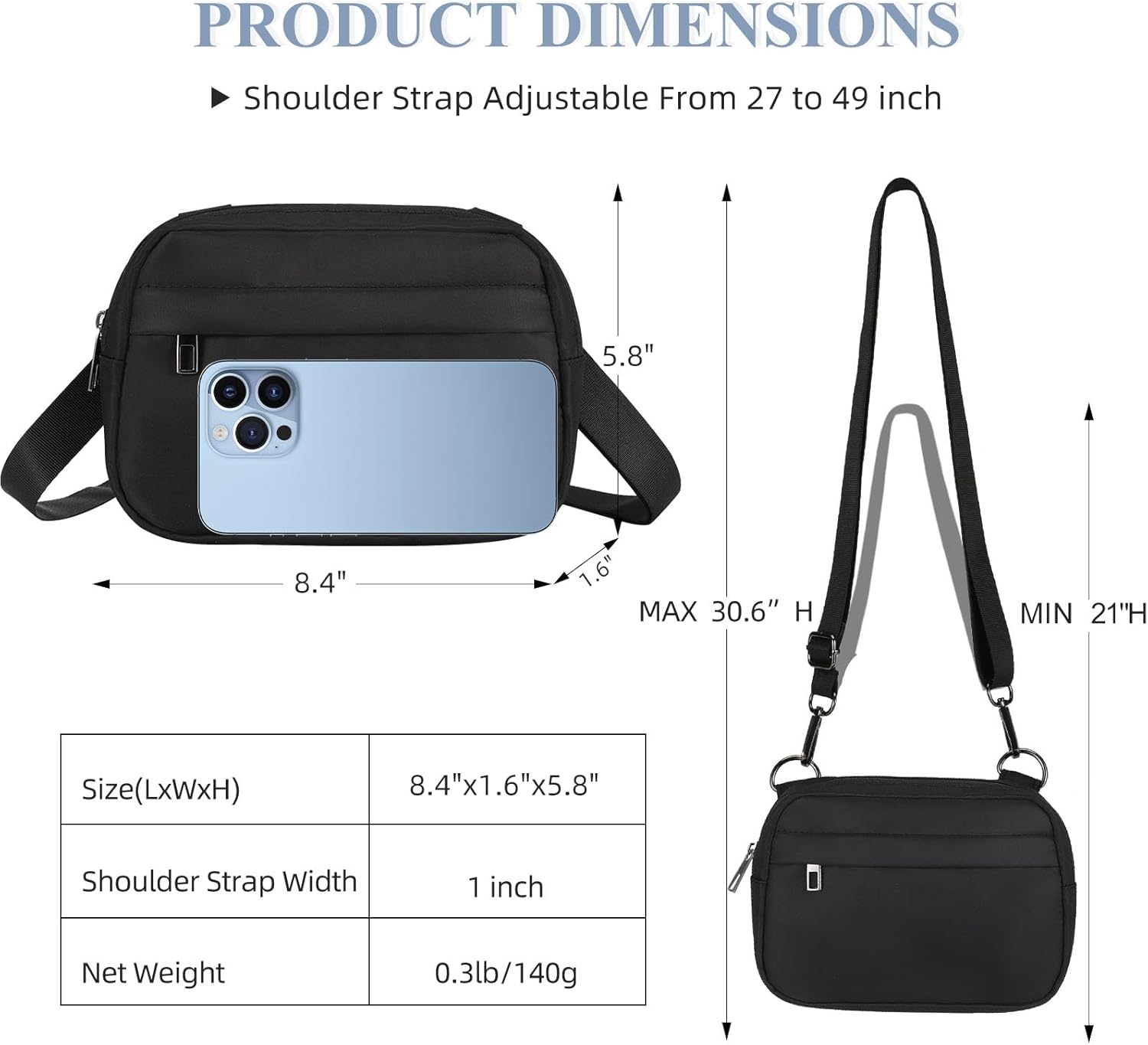 Thumbnail 3 de MAXTOP Small Crossbody Bag for Women and Men – Compact Belt Bag with Adjustable Strap