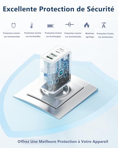 Thumbnail 3 de LumFocus Chargeur USB-C 40W à 4 ports – PD/QC 3.1A, Multi-prise rapide