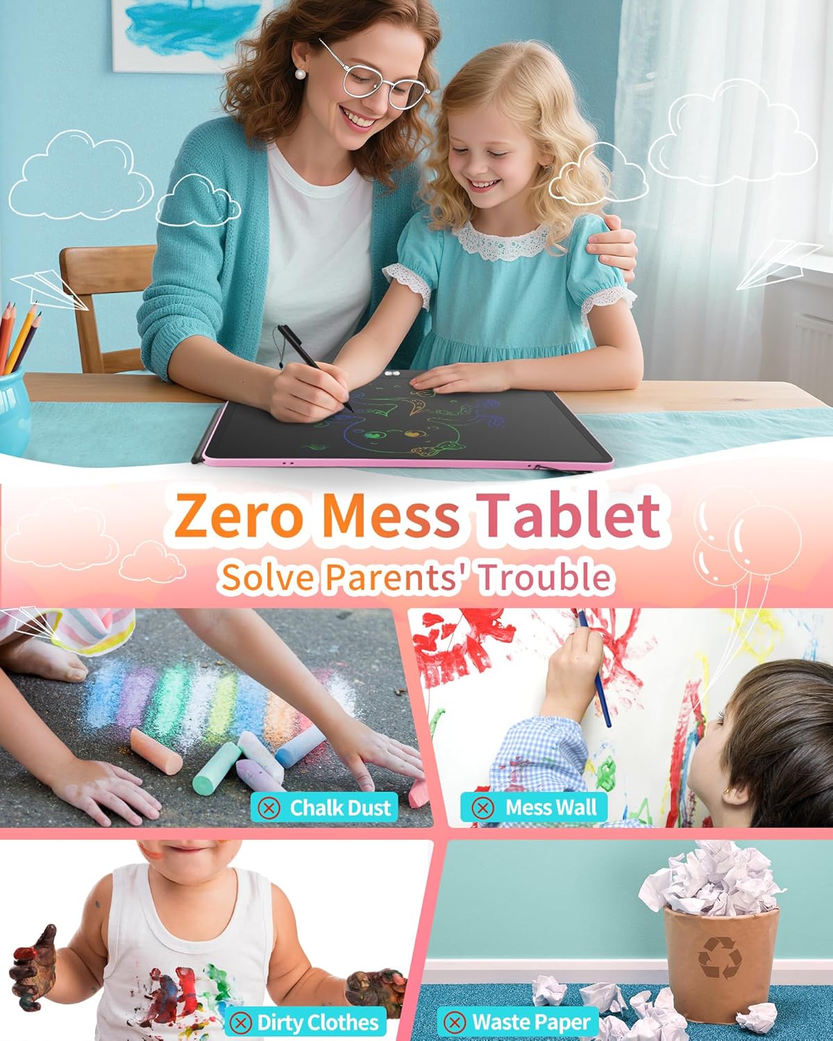 Thumbnail 6 de Rechargeable 16-Inch LCD Writing Tablet for Kids (Pink) – Doodle Board for Ages 3–8