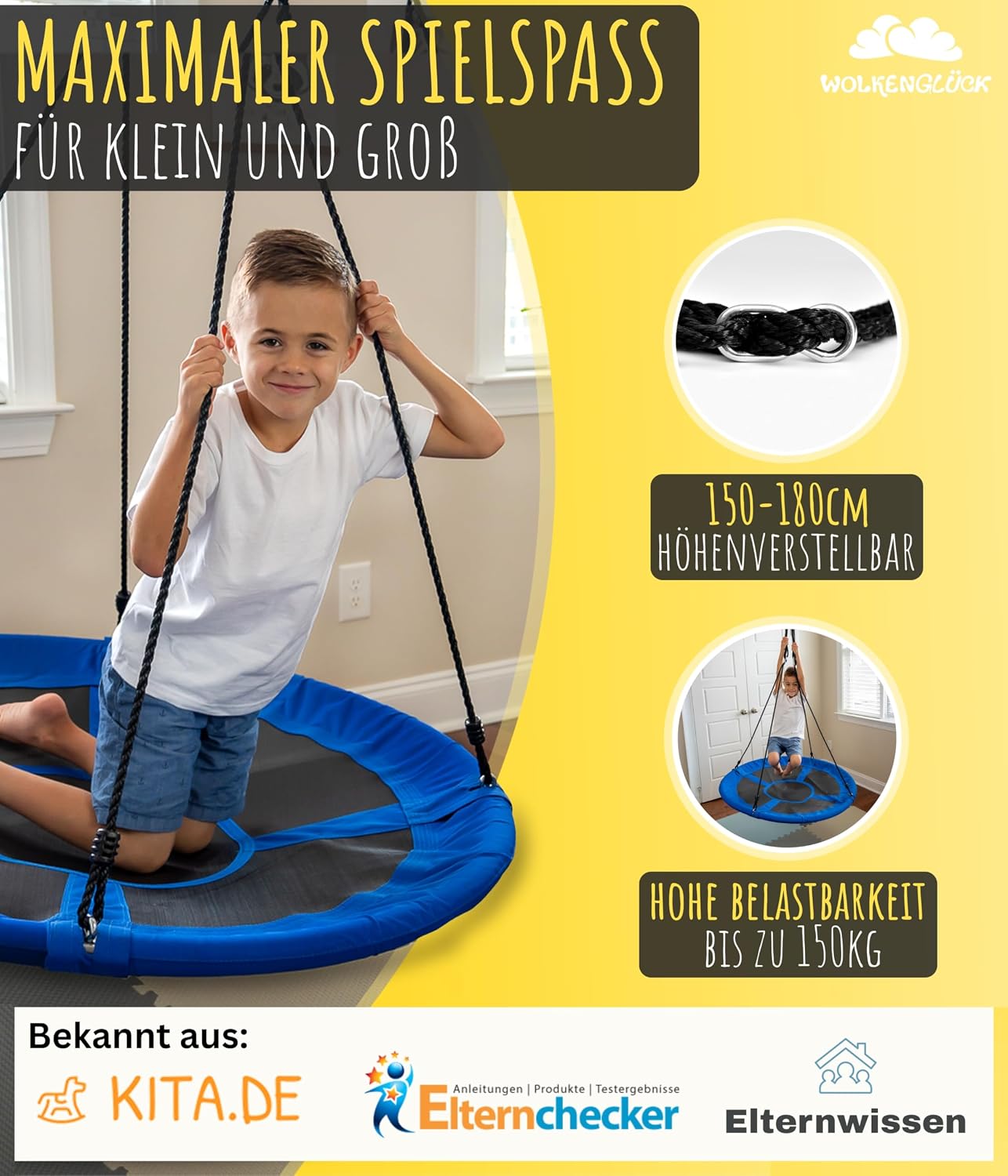 Detalle de WOLKENGLÜCK Nestschaukel 60 cm, bis 150 kg