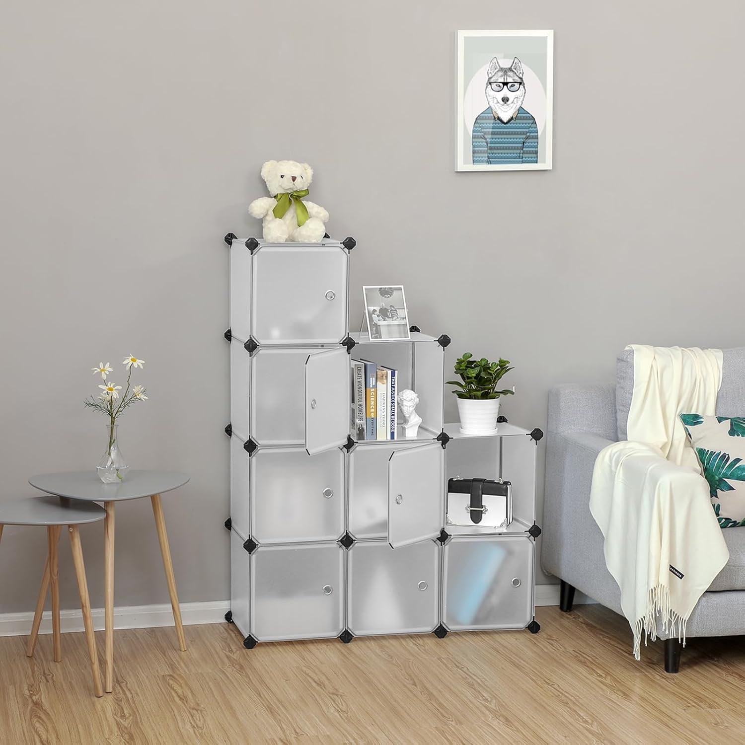 Detalle 2 de SONGMICS Armadio a 9 cubi LPC116WS con ante opache